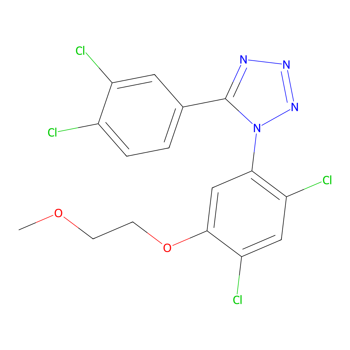 1-[2,4-Dichloro-5-(2-methoxyethoxy)phenyl]-5-(3,4-dichlorophenyl)tetrazole molecular structure, CAS 338961-62-9