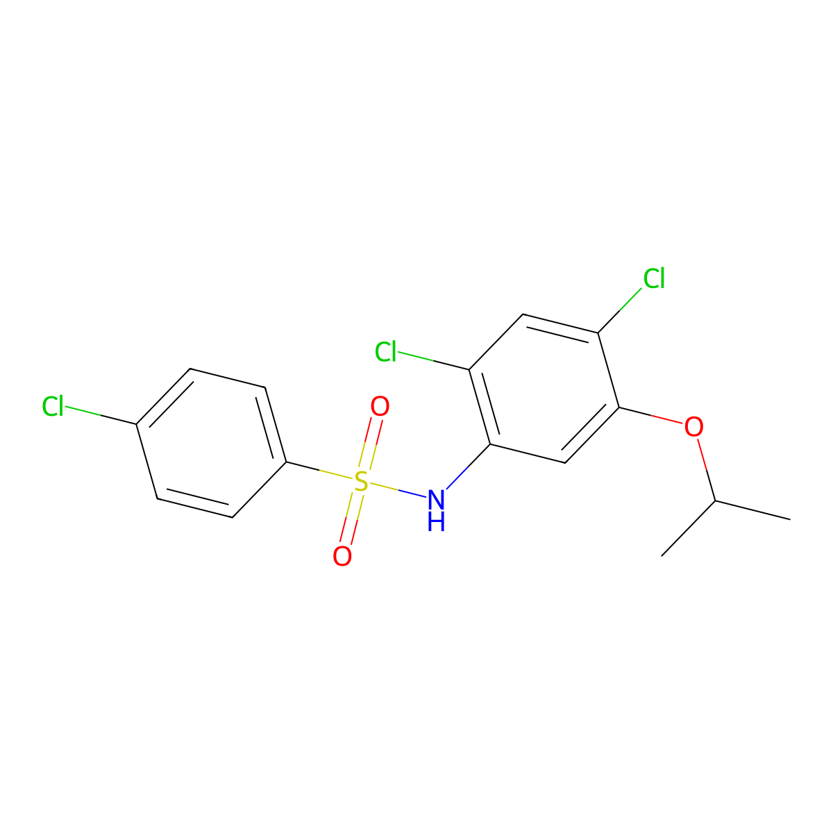 4-chloro-N-(2,4-dichloro-5-isopropoxyphenyl)benzenesulfonamide molecular structure, CAS 338961-70-9