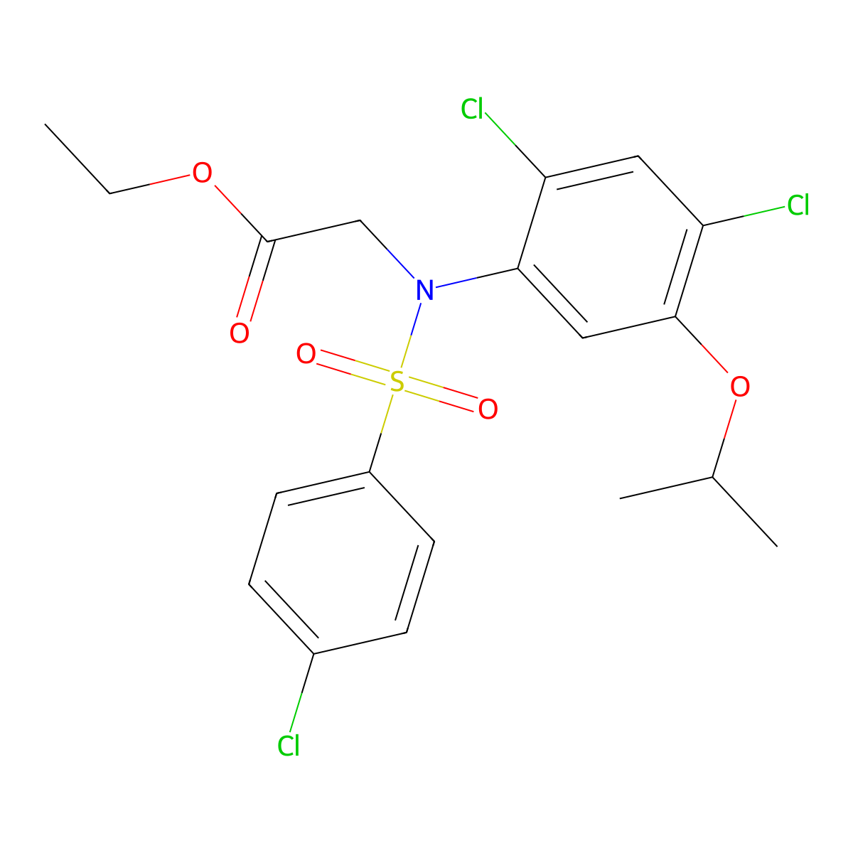 ethyl 2-(2,4-dichloro-N-(4-chlorophenyl)sulfonyl-5-propan-2-yloxyanilino)acetate molecular structure, CAS 338961-79-8