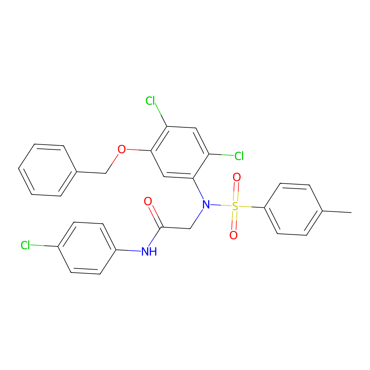 2-{5-(benzyloxy)-2,4-dichloro[(4-methylphenyl)sulfonyl]anilino}-N-(4-chlorophenyl)acetamide molecular structure, CAS 338961-82-3