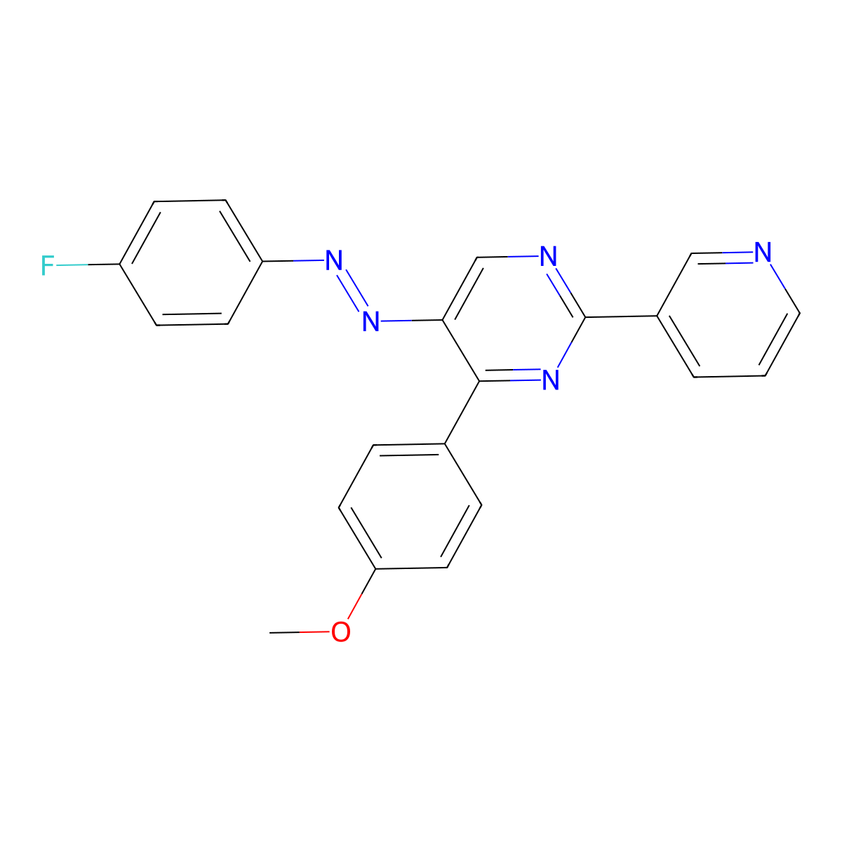 5-[2-(4-Fluorophenyl)diazenyl]-4-(4-methoxyphenyl)-2-(3-pyridinyl)pyrimidine molecular structure, CAS 338962-01-9