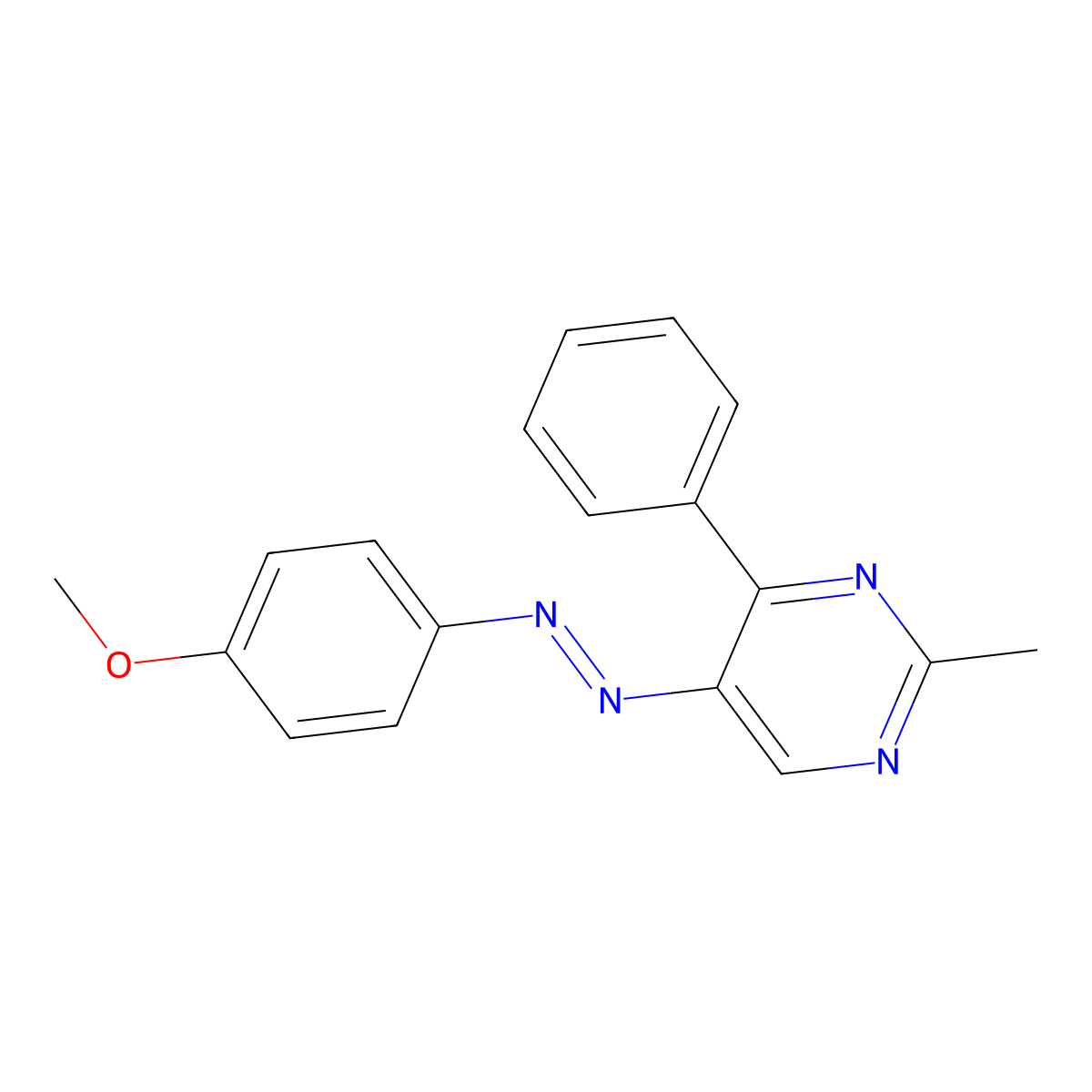 5-[2-(4-Methoxyphenyl)diazenyl]-2-methyl-4-phenylpyrimidine molecular structure, CAS 338962-03-1