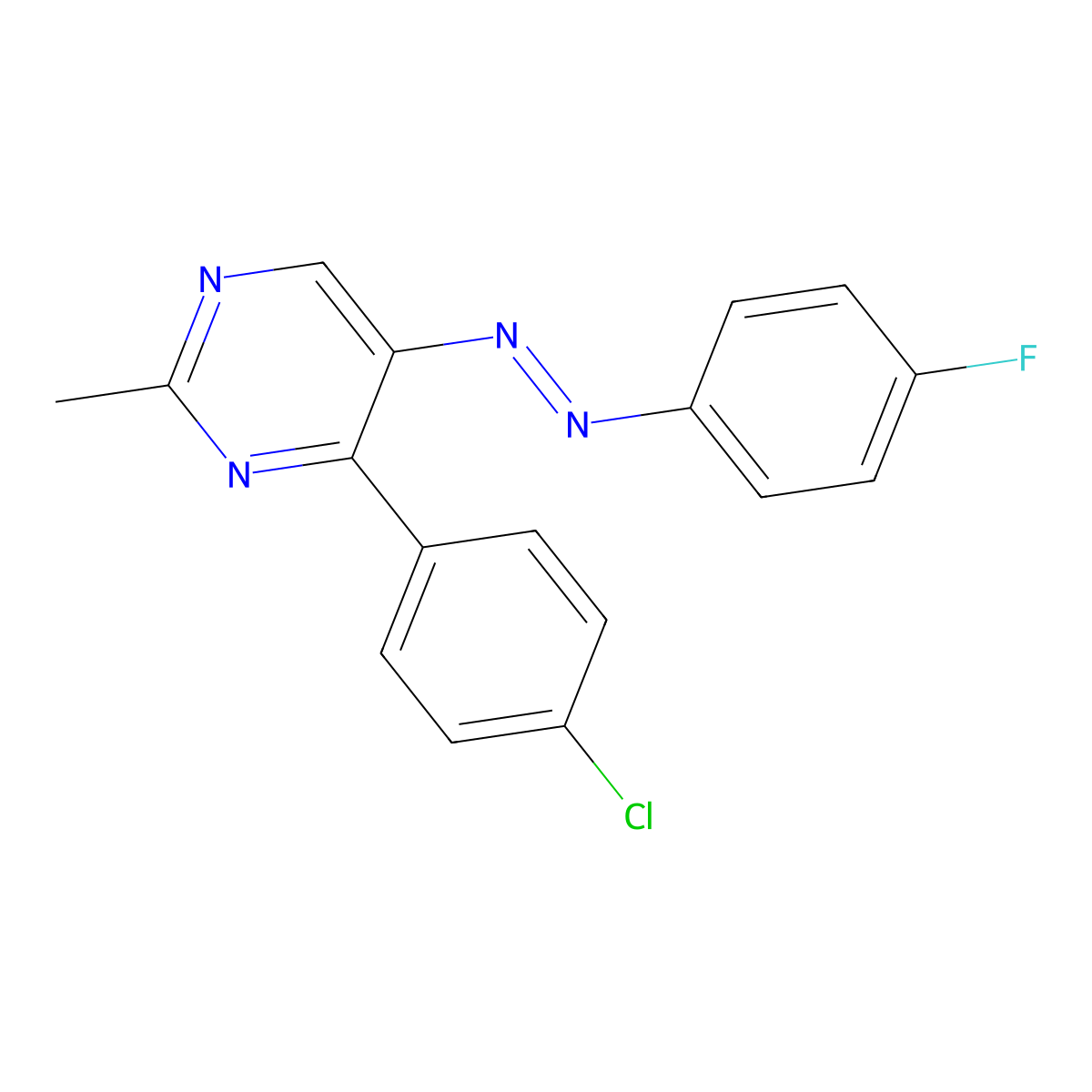 4-(4-Chlorophenyl)-5-[2-(4-fluorophenyl)diazenyl]-2-methylpyrimidine molecular structure, CAS 338962-04-2