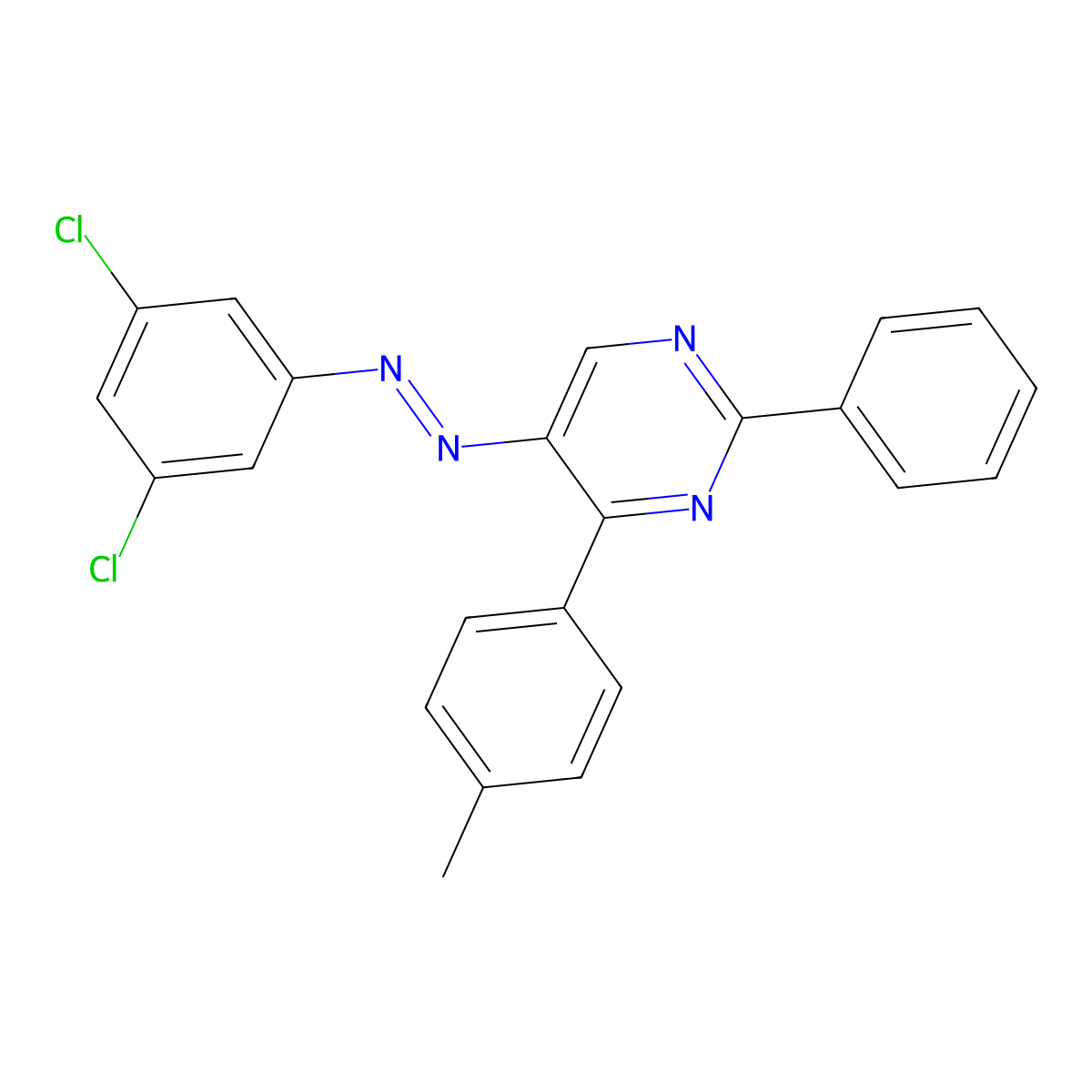5-[2-(3,5-Dichlorophenyl)diazenyl]-4-(4-methylphenyl)-2-phenylpyrimidine molecular structure, CAS 338962-06-4