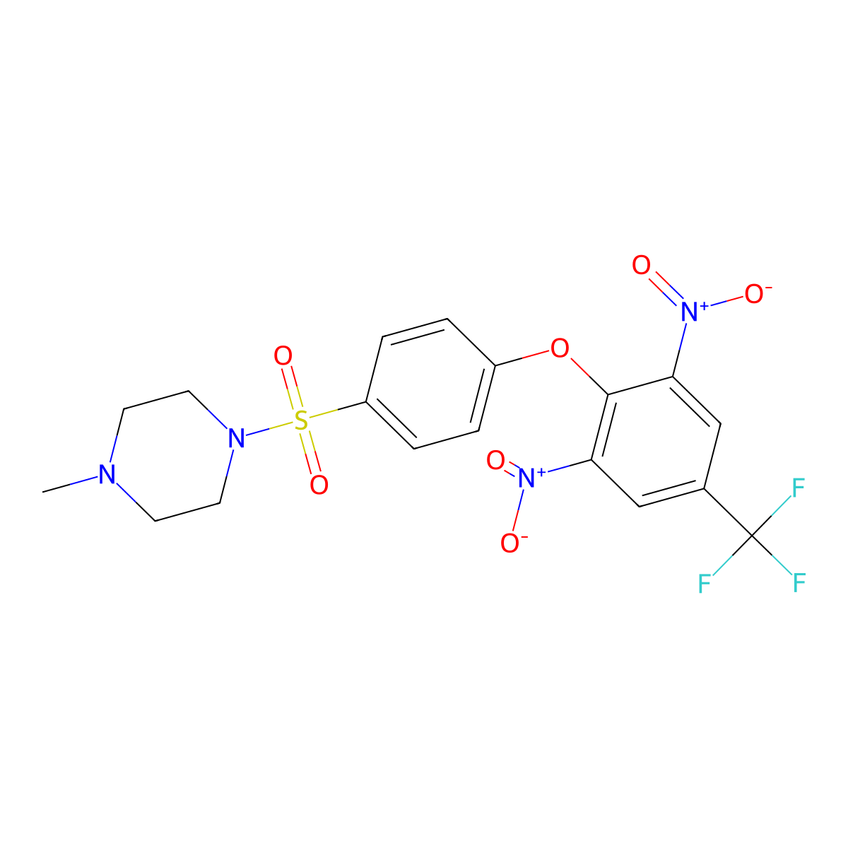 1-((4-(2,6-Dinitro-4-(trifluoromethyl)phenoxy)phenyl)sulfonyl)-4-methylpiperazine molecular structure, CAS 338962-19-9