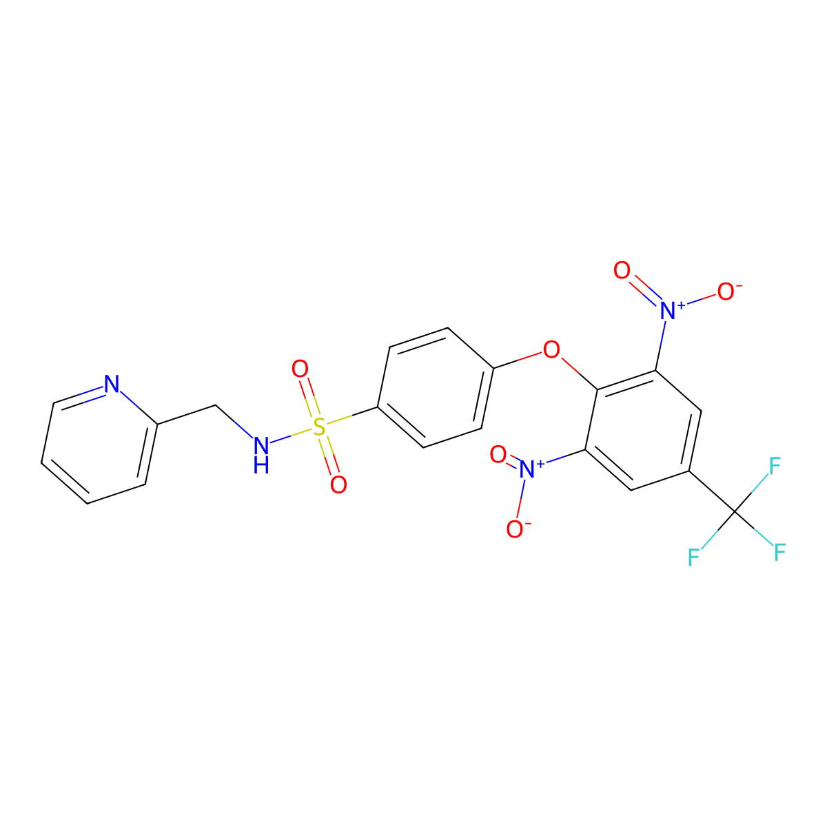 4-(2,6-Dinitro-4-(trifluoromethyl)phenoxy)-N-(2-pyridinylmethyl)benzenesulfonamide molecular structure, CAS 338962-20-2