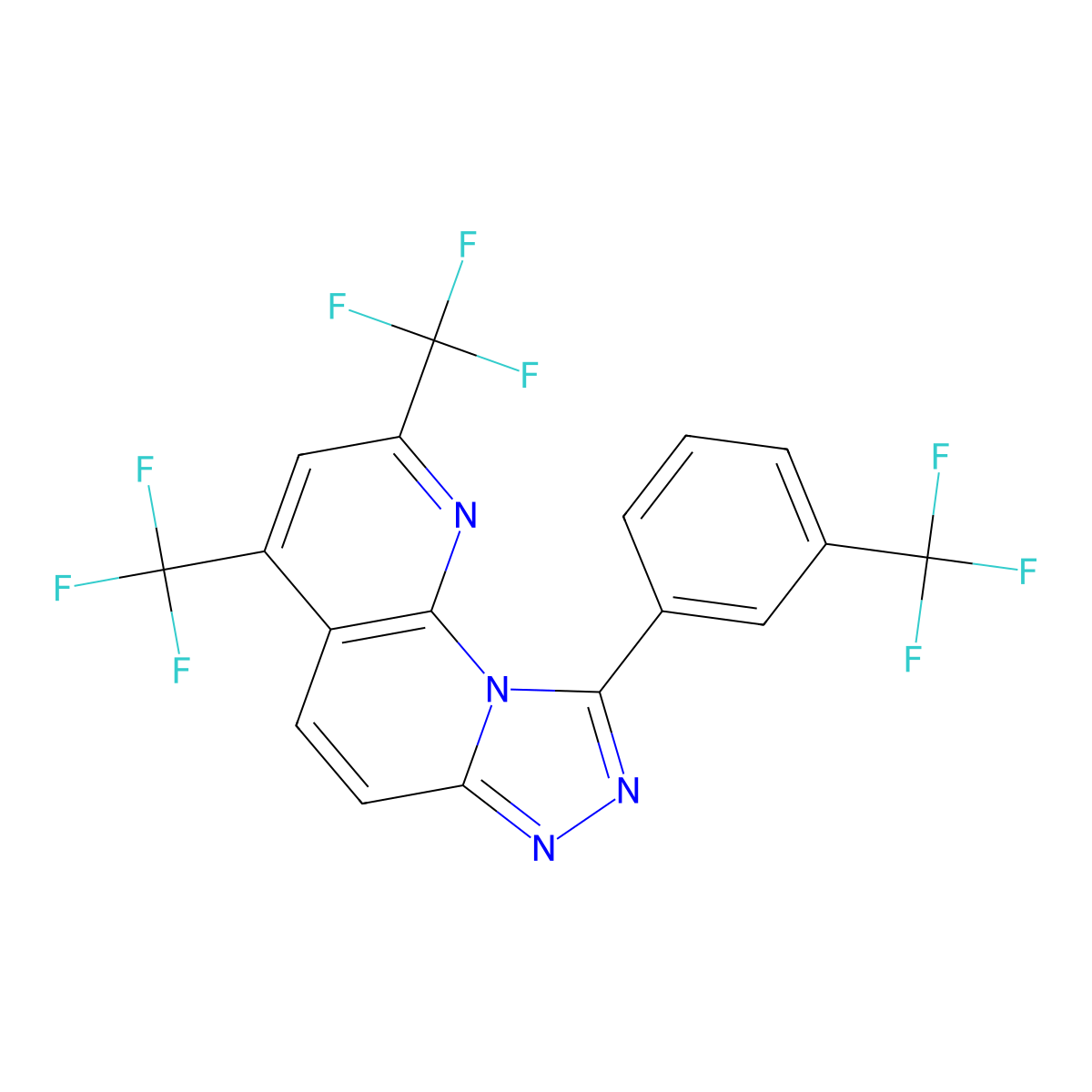 2,4-Bis(trifluoromethyl)-9-[3-(trifluoromethyl)phenyl][1,2,4]triazolo[4,3-a][1,8]naphthyridine molecular structure, CAS 338962-21-3