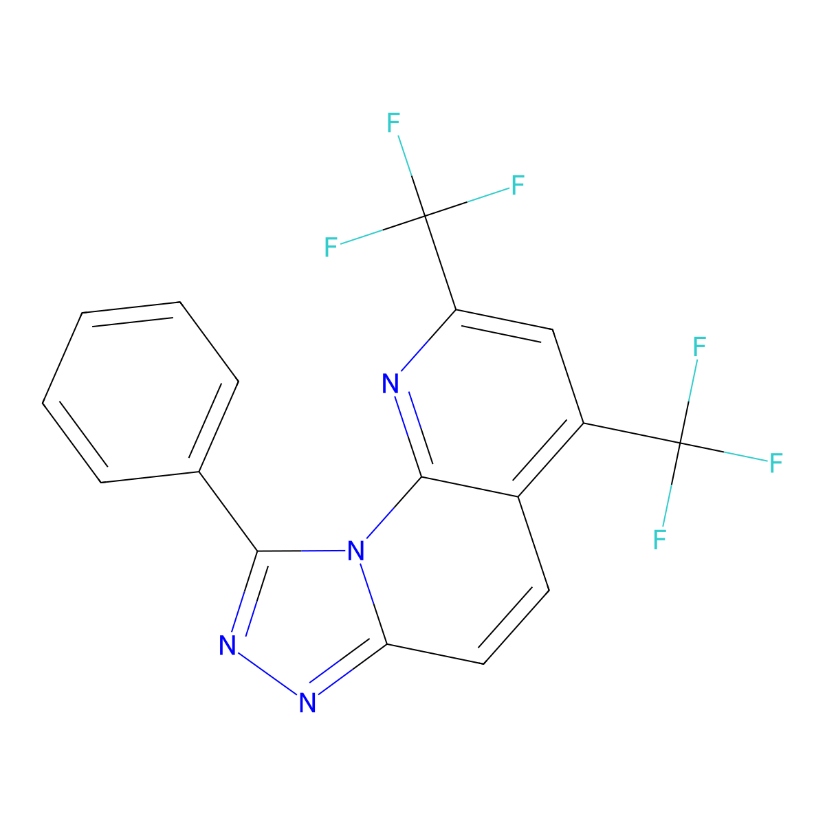 9-Phenyl-2,4-bis(trifluoromethyl)-[1,2,4]triazolo[4,3-a][1,8]naphthyridine molecular structure, CAS 338962-32-6