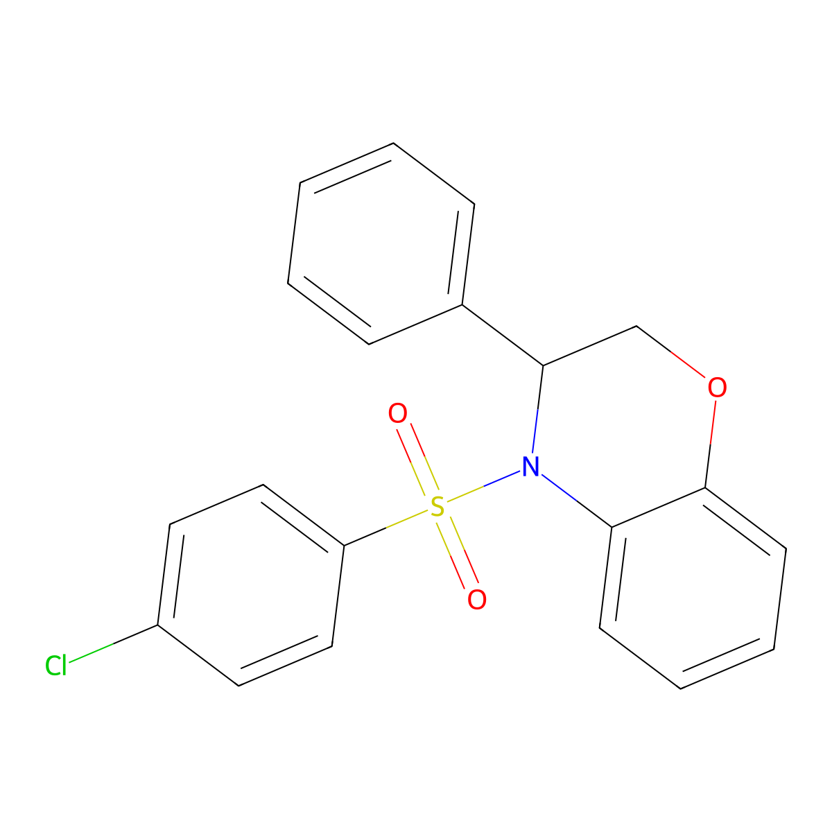 4-(4-Chlorophenyl)sulfonyl-3-phenyl-2,3-dihydro-1,4-benzoxazine molecular structure, CAS 338962-41-7