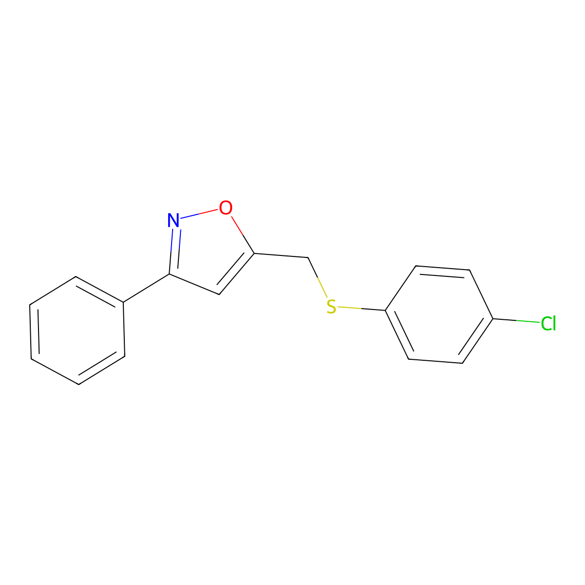 4-Chlorophenyl (3-phenyl-5-isoxazolyl)methyl sulfide molecular structure, CAS 338962-43-9