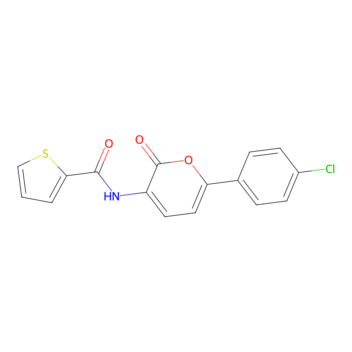 N-[6-(4-chlorophenyl)-2-oxo-2H-pyran-3-yl]-2-thiophenecarboxamide molecular structure, CAS 338962-46-2