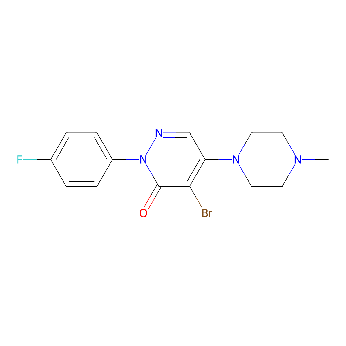 4-bromo-2-(4-fluorophenyl)-5-(4-methylpiperazino)-3(2H)-pyridazinone molecular structure, CAS 338962-47-3