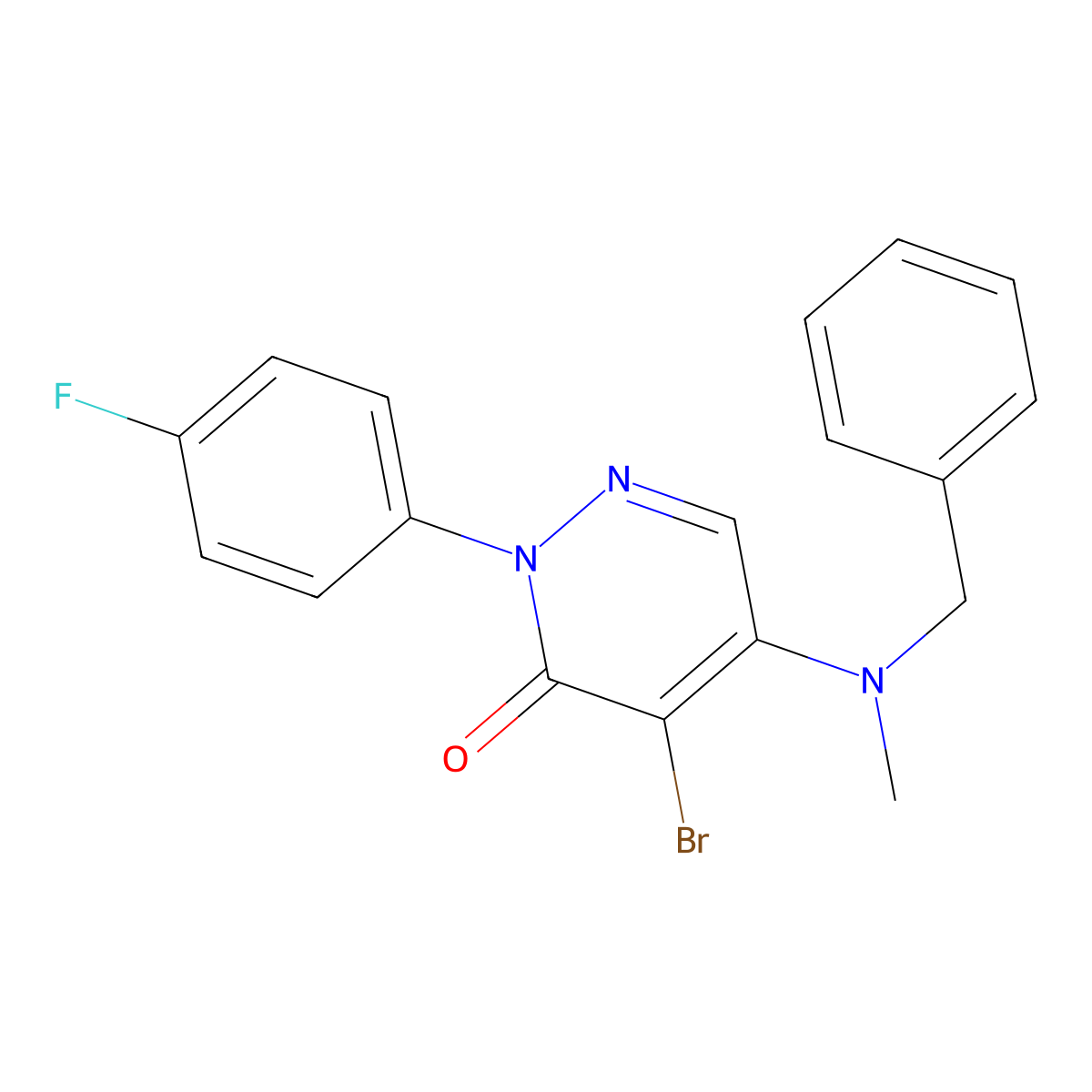 5-[benzyl(methyl)amino]-4-bromo-2-(4-fluorophenyl)-3(2H)-pyridazinone molecular structure, CAS 338962-48-4