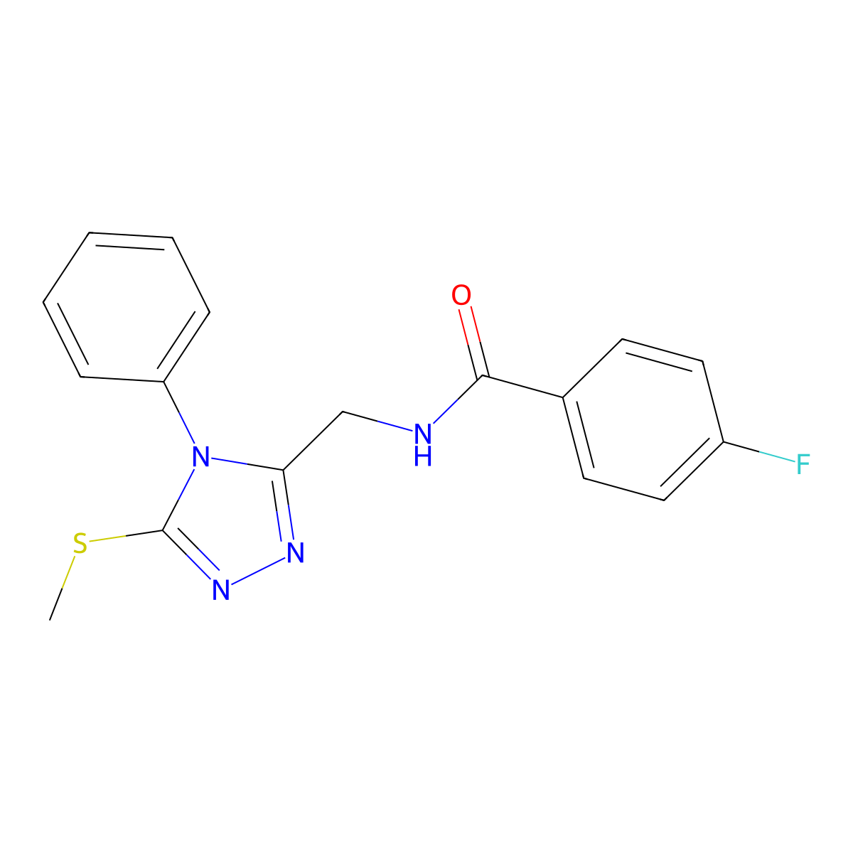 4-fluoro-N-{[5-(methylsulfanyl)-4-phenyl-4H-1,2,4-triazol-3-yl]methyl}benzenecarboxamide molecular structure, CAS 338962-49-5