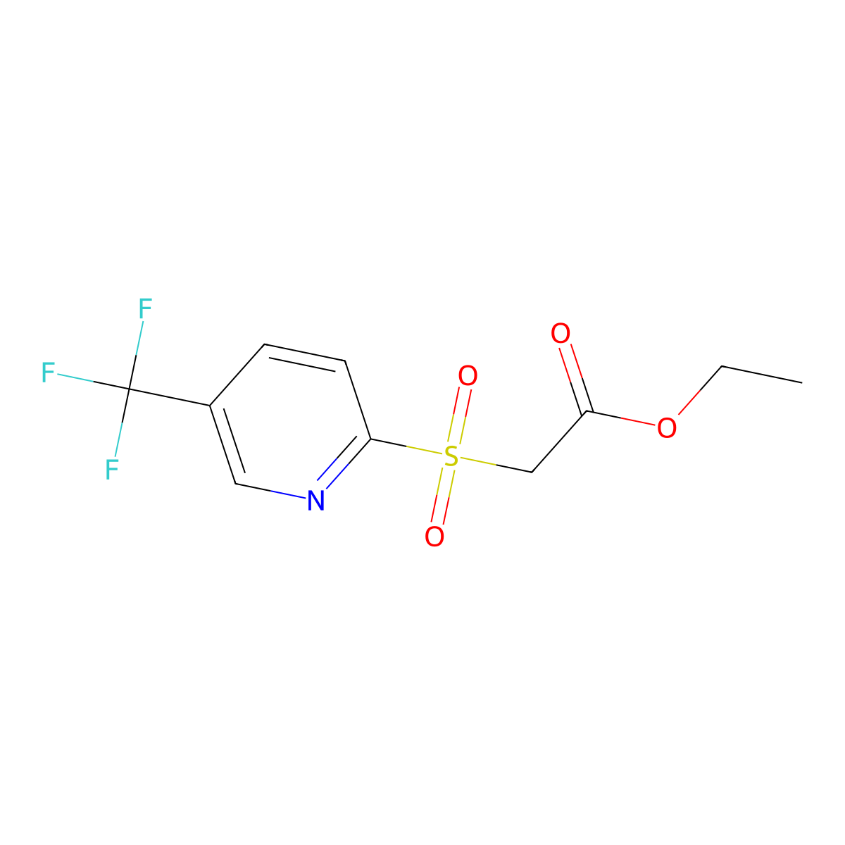 Ethyl 2-{[5-(trifluoromethyl)-2-pyridinyl]sulfonyl}acetate molecular structure, CAS 338962-53-1