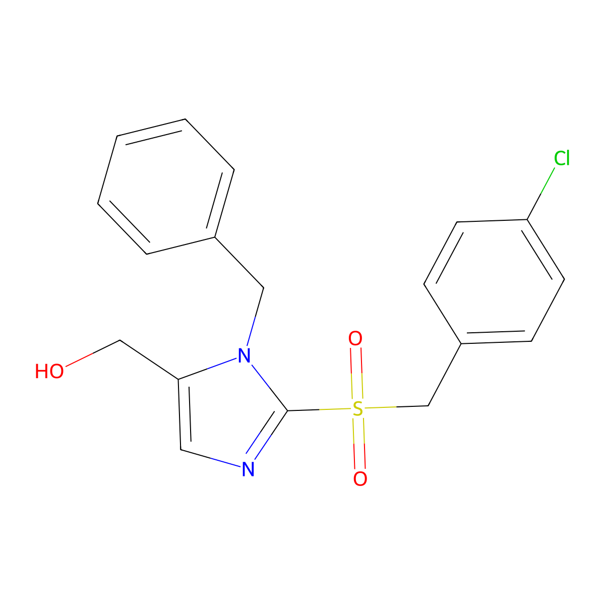 {1-benzyl-2-[(4-chlorobenzyl)sulfonyl]-1H-imidazol-5-yl}methanol molecular structure, CAS 338962-55-3