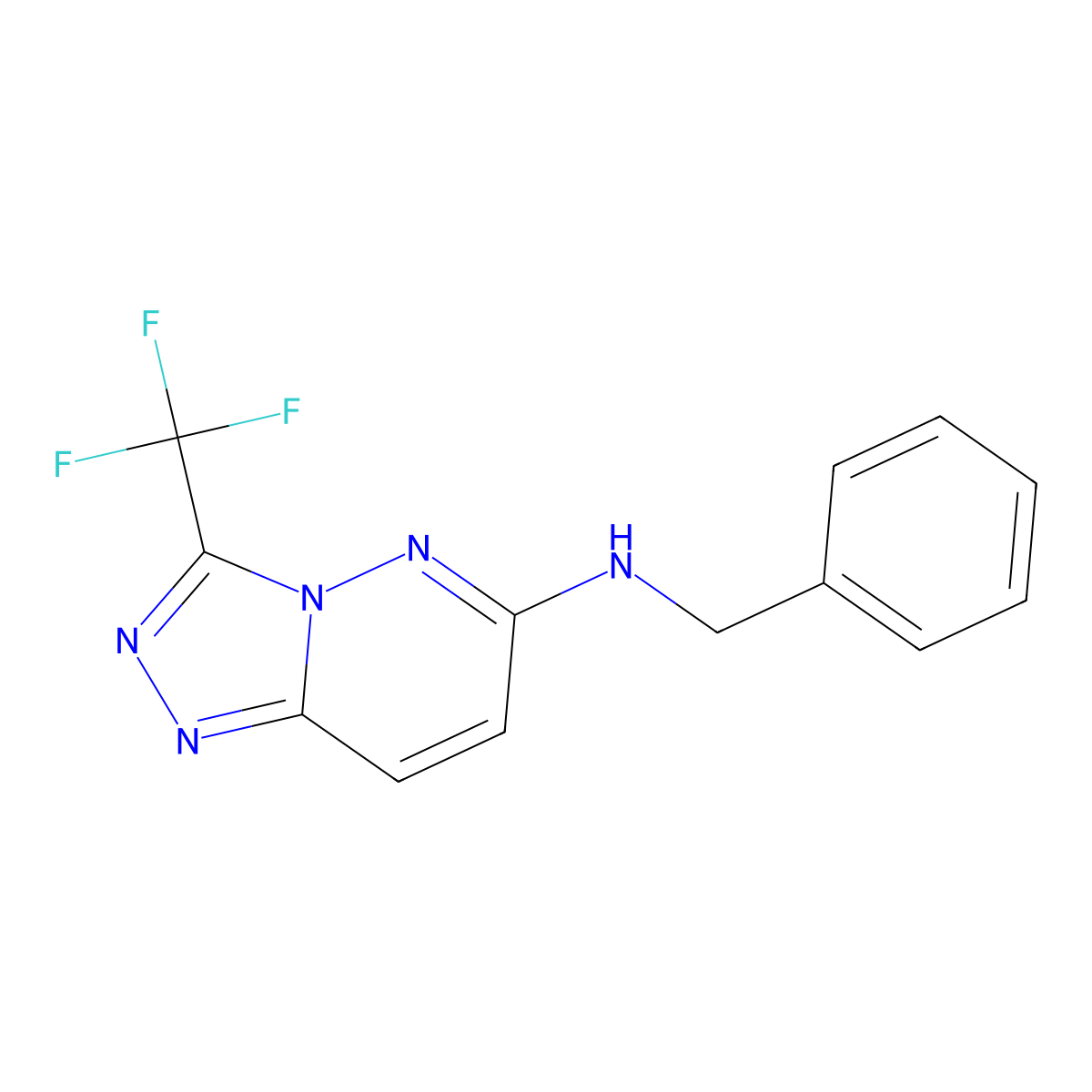 N-(Phenylmethyl)-3-(trifluoromethyl)-1,2,4-triazolo[4,3-b]pyridazin-6-amine molecular structure, CAS 338962-59-7