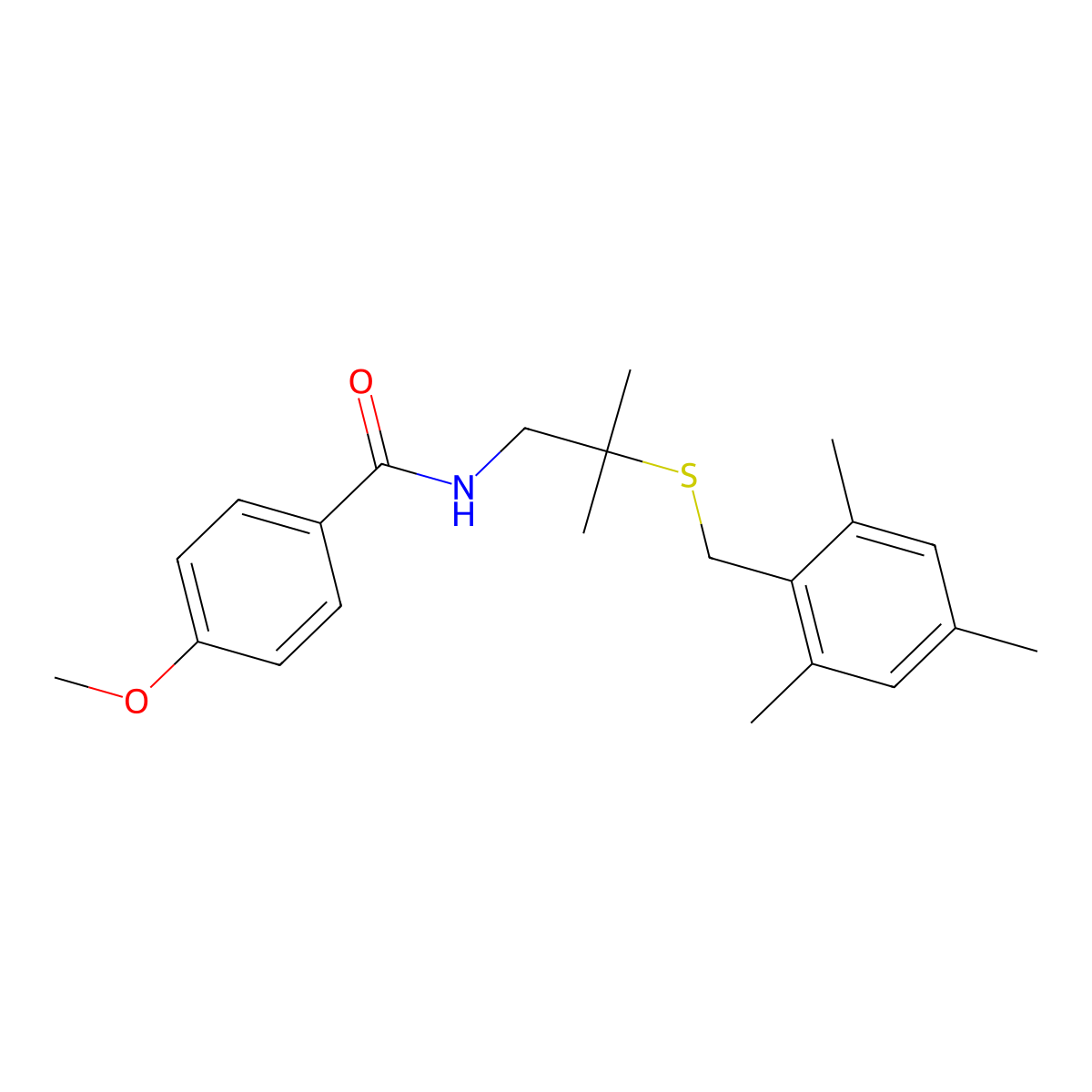 N-{2-[(mesitylmethyl)sulfanyl]-2-methylpropyl}-4-methoxybenzenecarboxamide molecular structure, CAS 338962-66-6