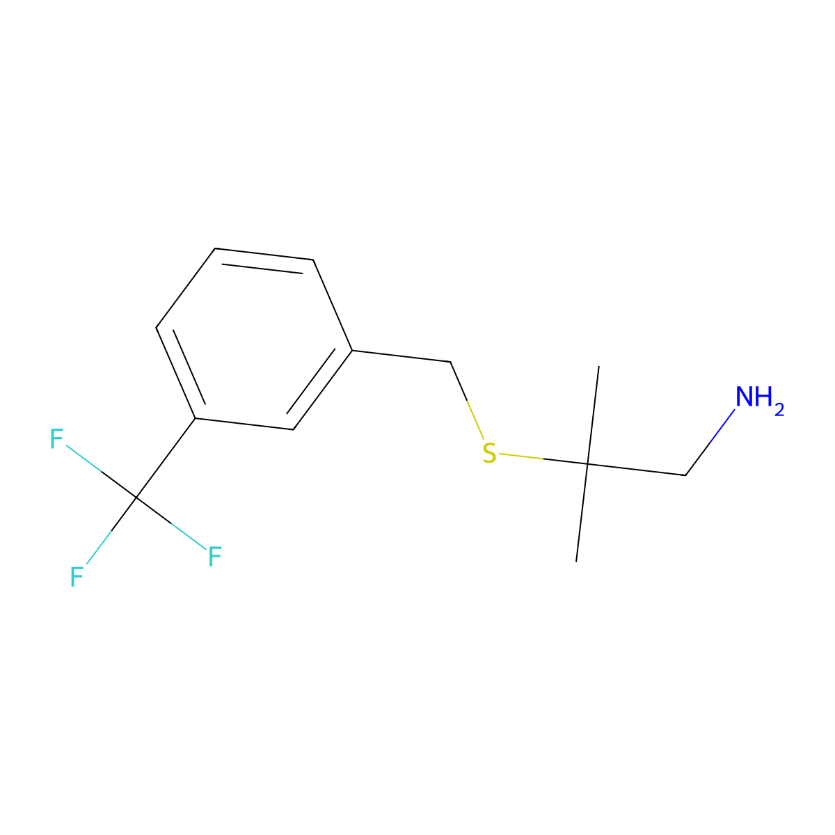 2-Methyl-2-{[3-(trifluoromethyl)benzyl]sulfanyl}-1-propanamine molecular structure, CAS 338962-67-7
