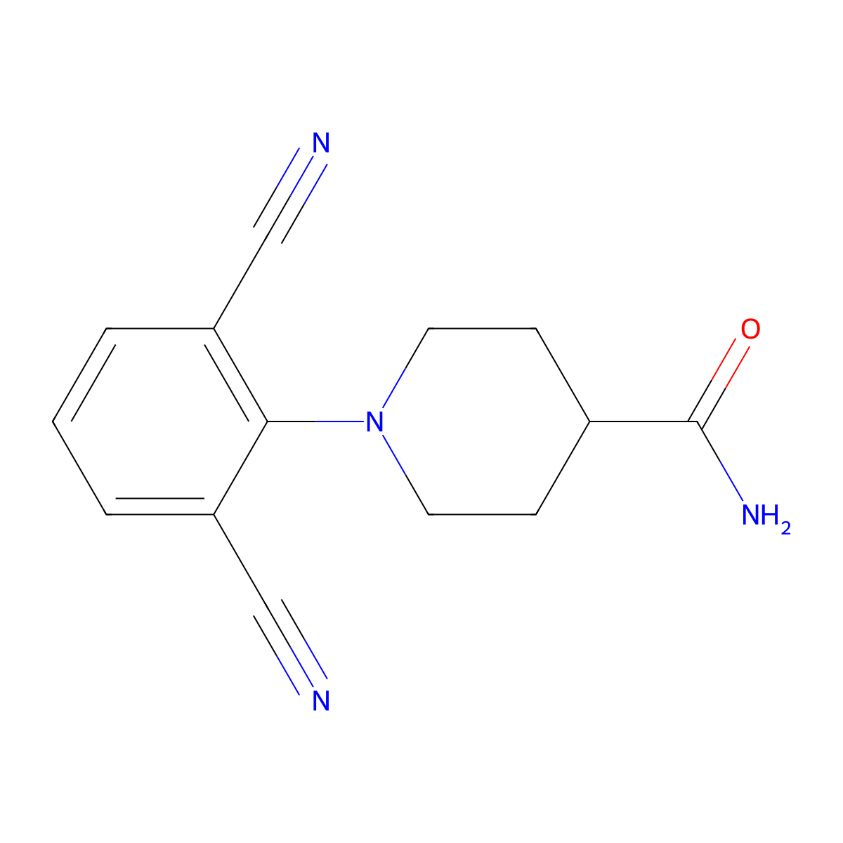 1-(2,6-Dicyanophenyl)piperidine-4-carboxamide molecular structure, CAS 338962-70-2