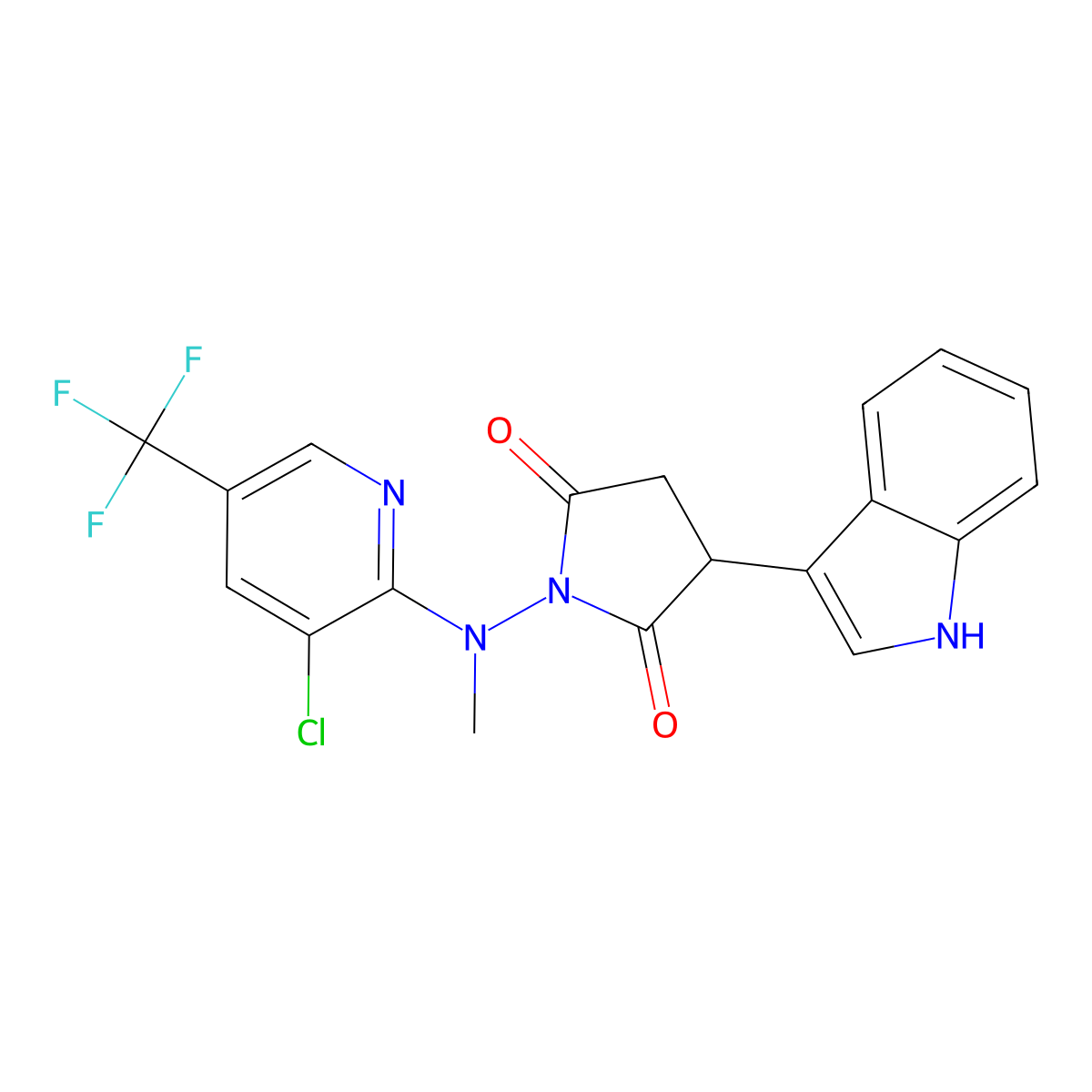 1-[[3-chloro-5-(trifluoromethyl)-2-pyridinyl](methyl)amino]-3-(1H-indol-3-yl)dihydro-1H-pyrrole-2,5-dione molecular structure, CAS 338962-80-4