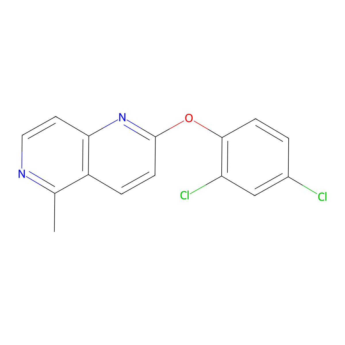 2-(2,4-Dichlorophenoxy)-5-methyl-1,6-naphthyridine molecular structure, CAS 338962-85-9