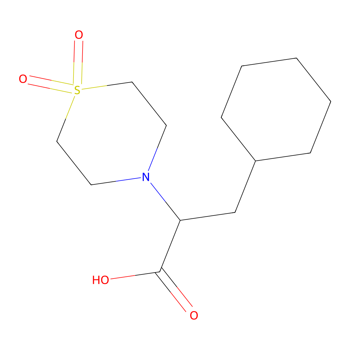 3-Cyclohexyl-2-(1,1-dioxo-1lambda~6~,4-thiazinan-4-yl)propanoic acid molecular structure, CAS 338962-95-1