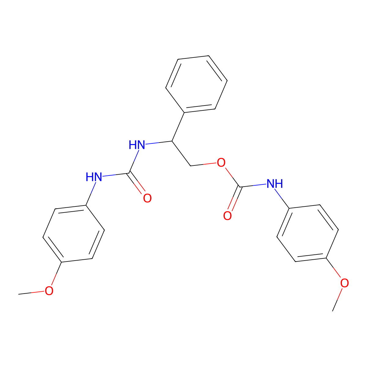 2-{[(4-methoxyanilino)carbonyl]amino}-2-phenylethyl N-(4-methoxyphenyl)carbamate molecular structure, CAS 338963-00-1