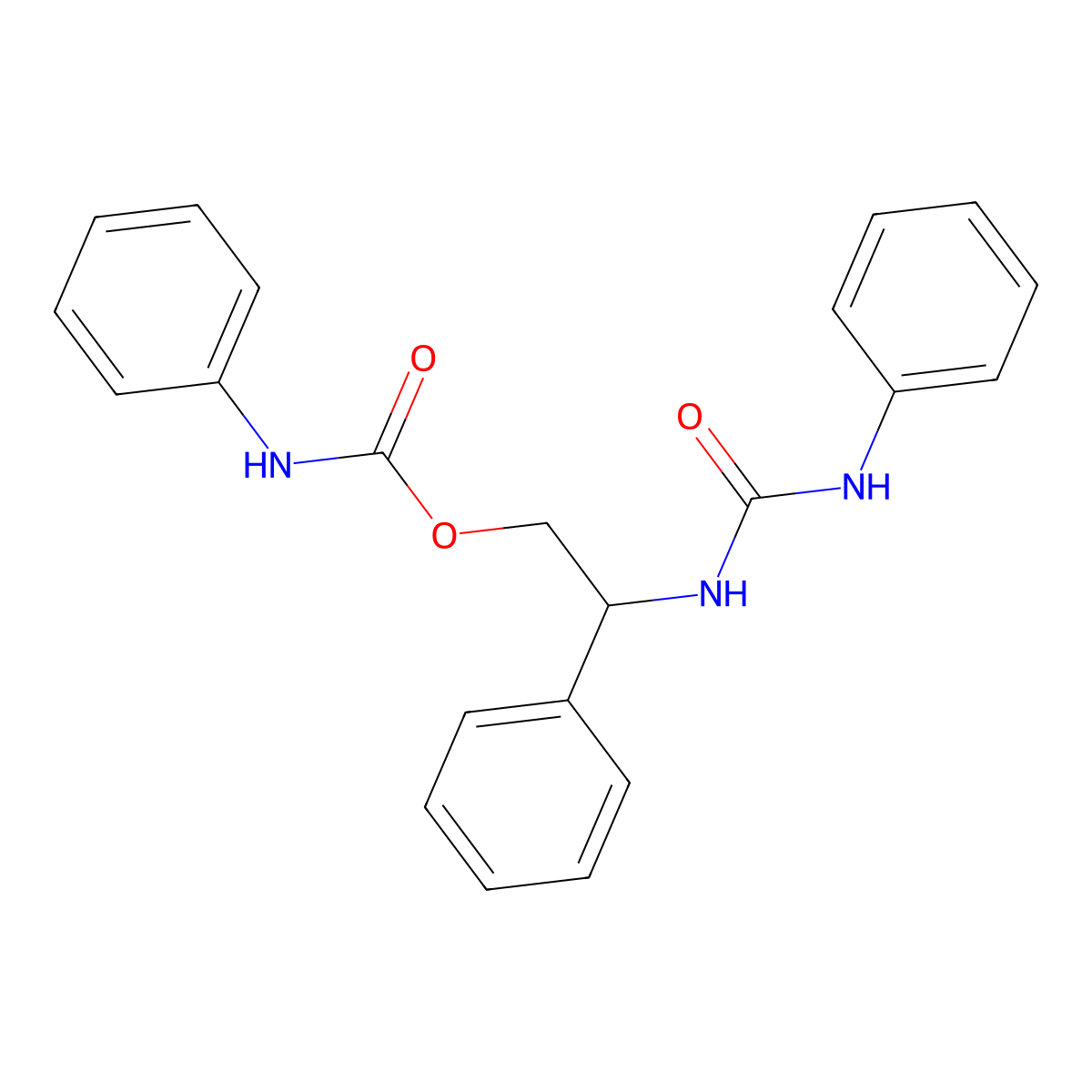 2-[(anilinocarbonyl)amino]-2-phenylethyl N-phenylcarbamate molecular structure, CAS 338963-03-4