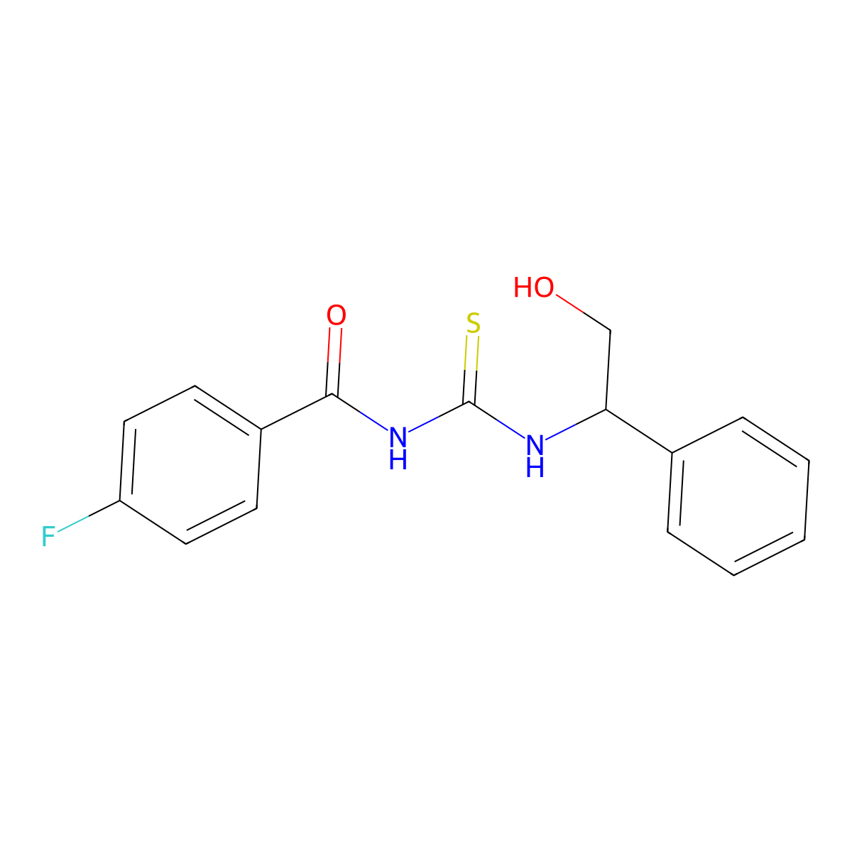 N-(4-fluorobenzoyl)-N'-(2-hydroxy-1-phenylethyl)thiourea molecular structure, CAS 338963-07-8