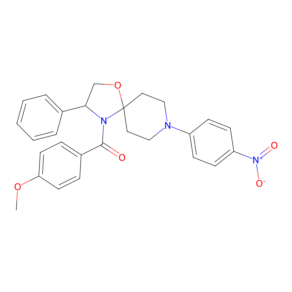 (4-Methoxyphenyl)[8-(4-nitrophenyl)-3-phenyl-1-oxa-4,8-diazaspiro[4.5]dec-4-yl]methanone molecular structure, CAS 338963-16-9