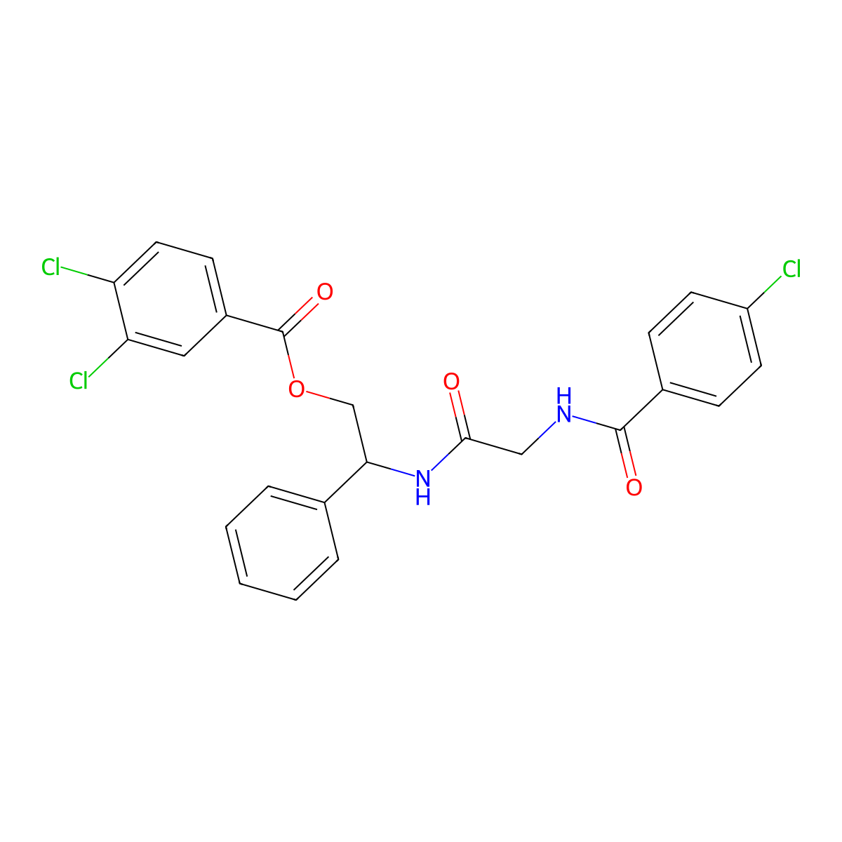 2-({2-[(4-Chlorobenzoyl)amino]acetyl}amino)-2-phenylethyl 3,4-dichlorobenzenecarboxylate molecular structure, CAS 338963-26-1