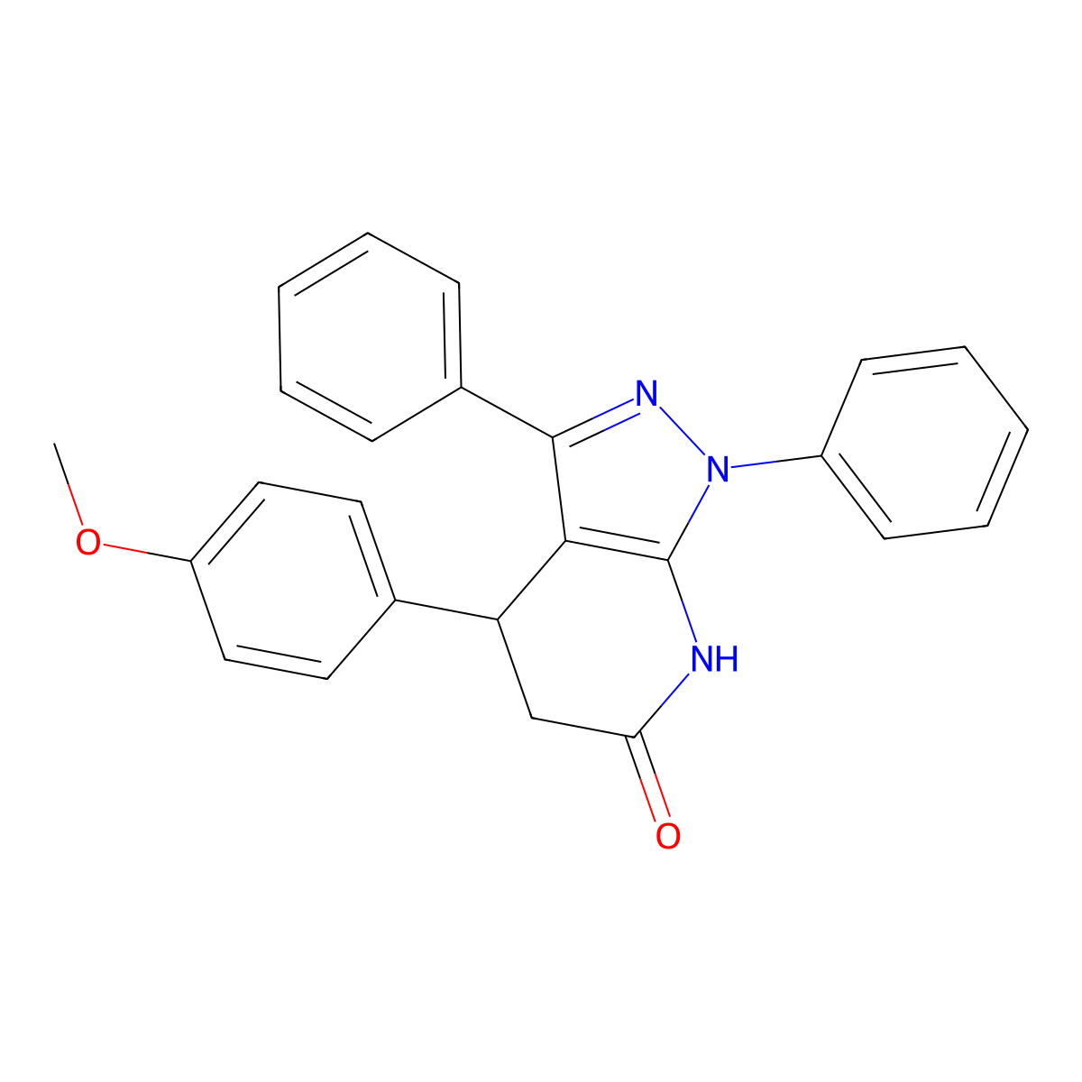 4-(4-methoxyphenyl)-1,3-diphenyl-1,4,5,7-tetrahydro-6H-pyrazolo[3,4-b]pyridin-6-one molecular structure, CAS 338963-29-4