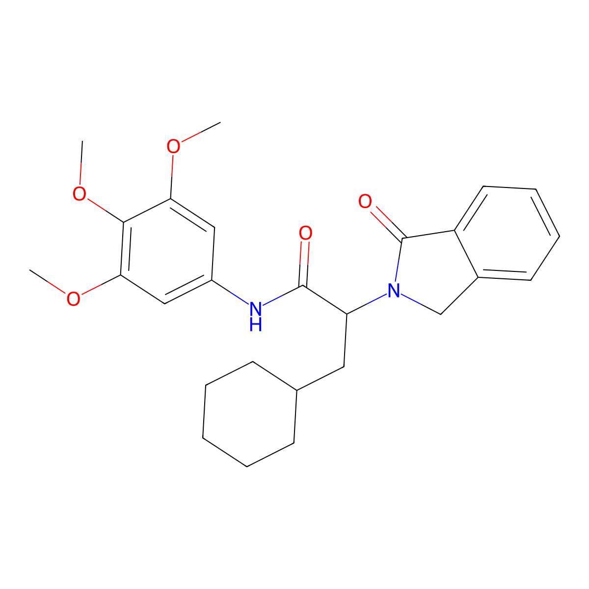 3-cyclohexyl-2-(3-oxo-1H-isoindol-2-yl)-N-(3,4,5-trimethoxyphenyl)propanamide molecular structure, CAS 338963-30-7