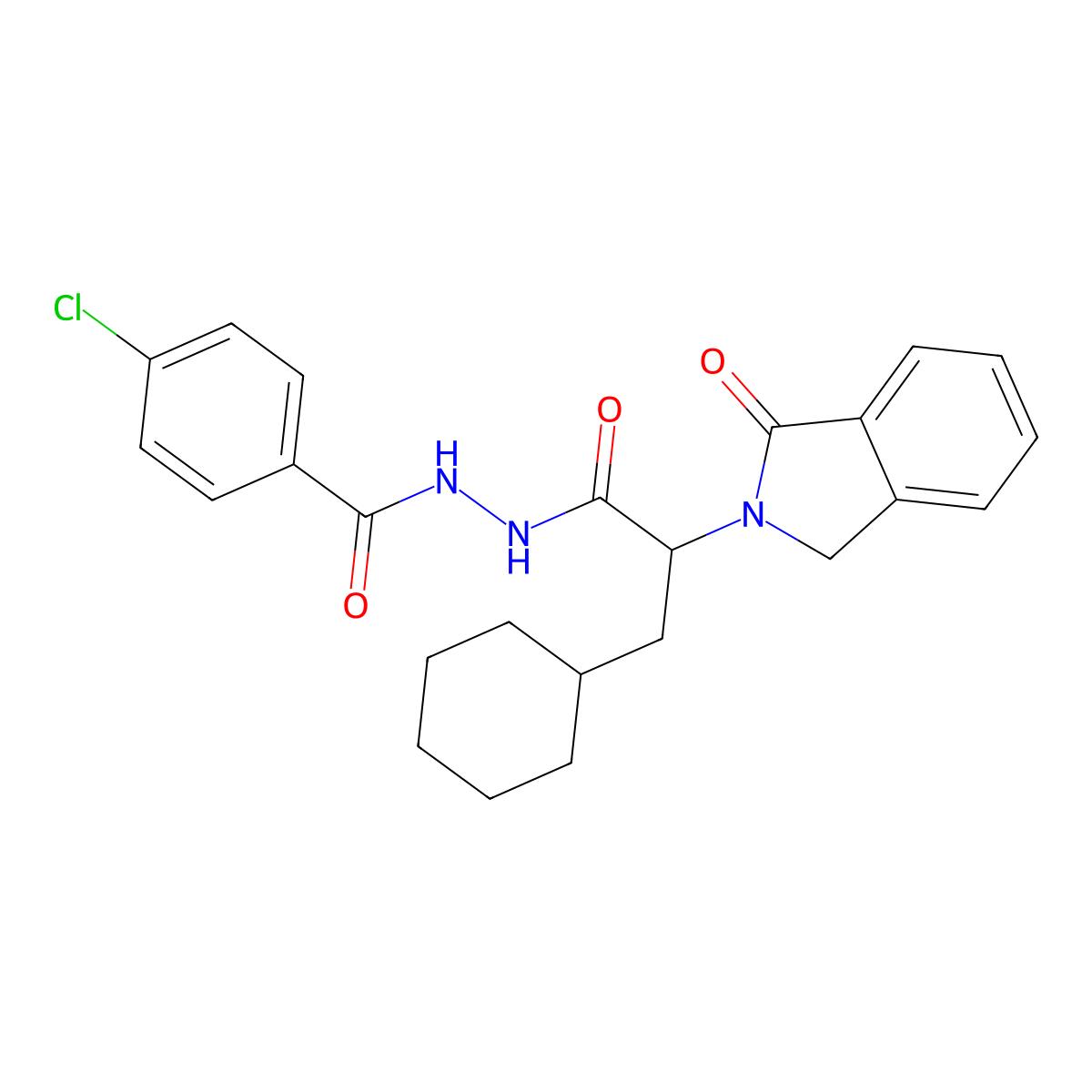 N'-(4-chlorobenzoyl)-3-cyclohexyl-2-(1-oxo-1,3-dihydro-2H-isoindol-2-yl)propanohydrazide molecular structure, CAS 338963-31-8