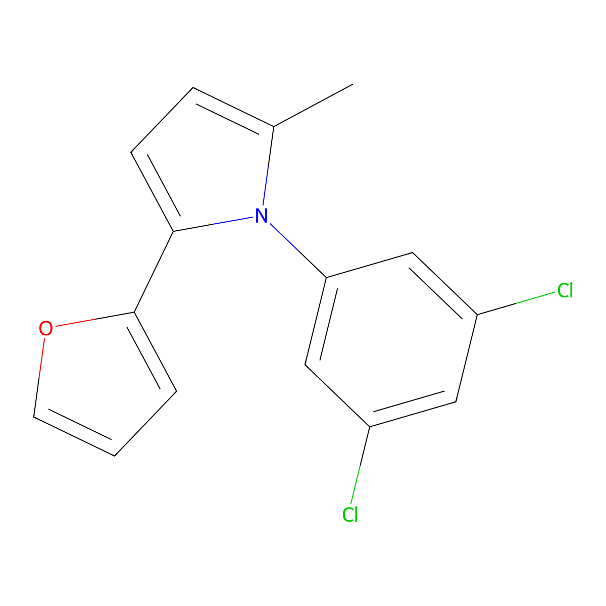 1-(3,5-dichlorophenyl)-2-(2-furyl)-5-methyl-1H-pyrrole molecular structure, CAS 338963-34-1