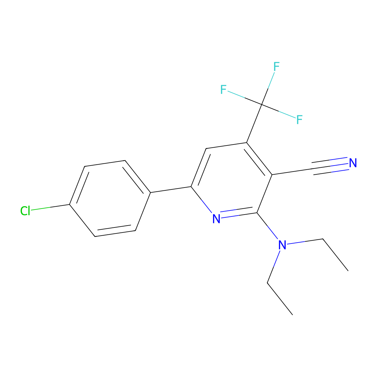 6-(4-Chlorophenyl)-2-(diethylamino)-4-(trifluoromethyl)nicotinonitrile molecular structure, CAS 338963-37-4