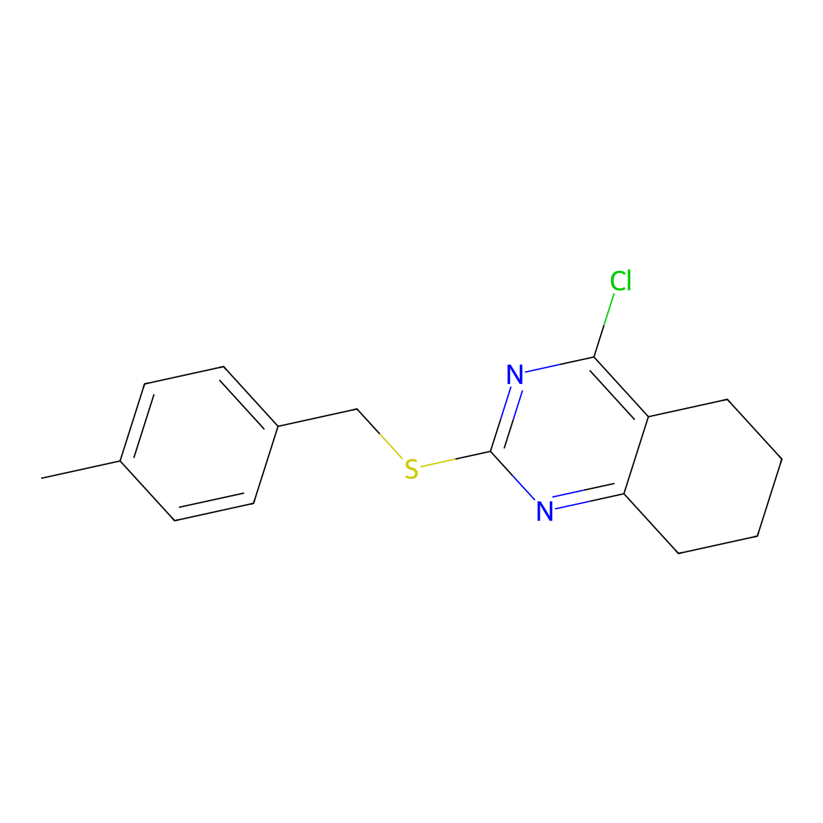 4-Chloro-2-[(4-methylbenzyl)sulfanyl]-5,6,7,8-tetrahydroquinazoline molecular structure, CAS 338963-39-6
