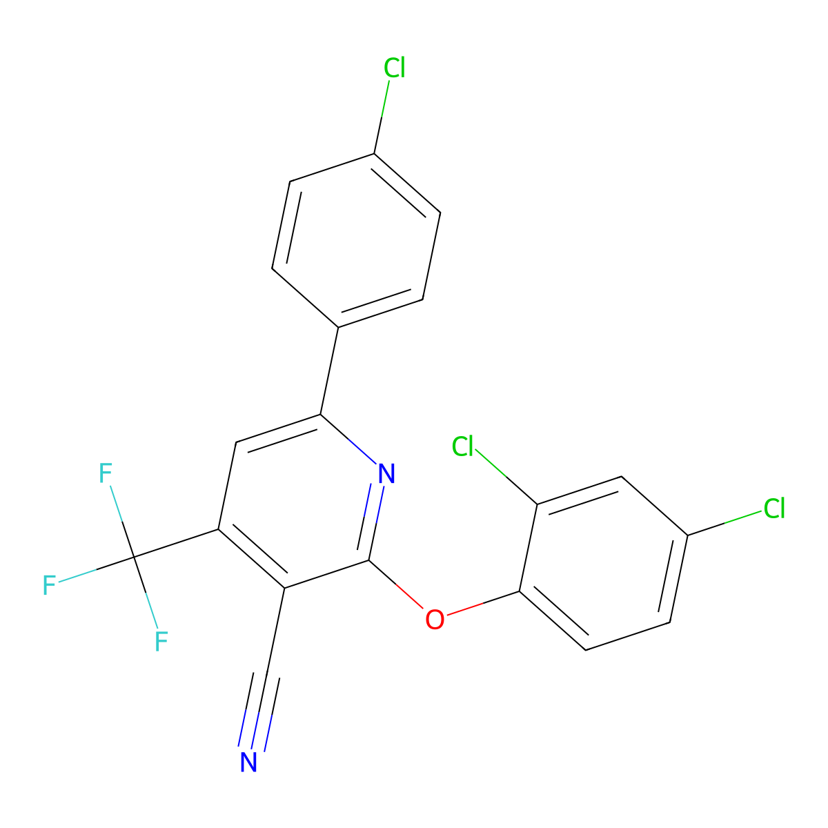 6-(4-Chlorophenyl)-2-(2,4-dichlorophenoxy)-4-(trifluoromethyl)pyridine-3-carbonitrile molecular structure, CAS 338963-47-6