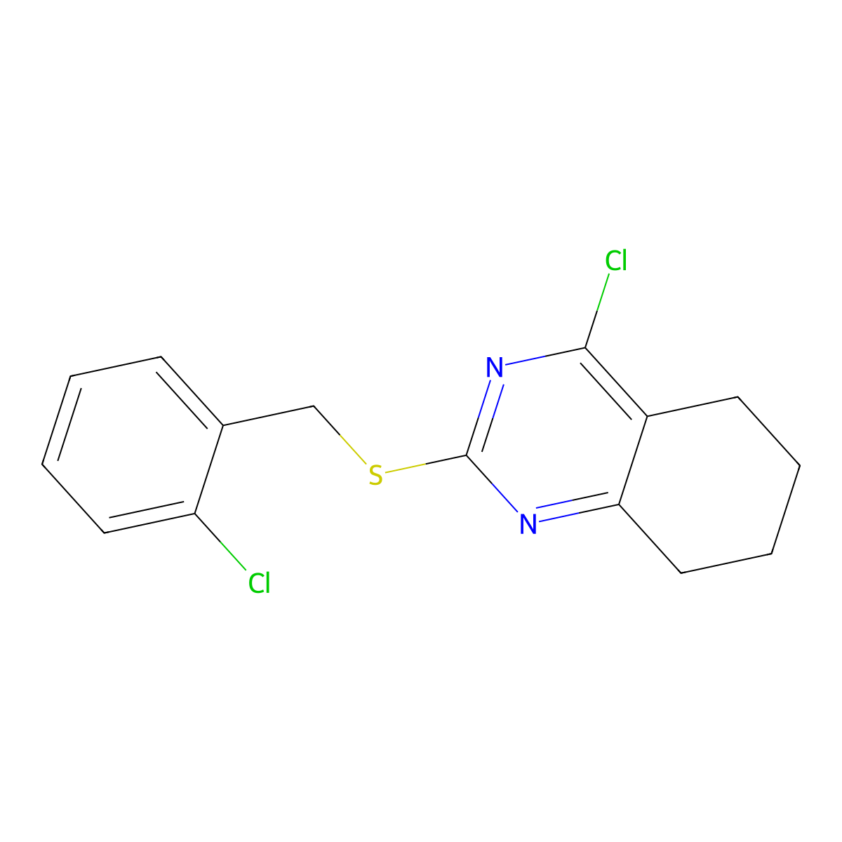 4-Chloro-2-[(2-chlorobenzyl)sulfanyl]-5,6,7,8-tetrahydroquinazoline molecular structure, CAS 338963-53-4