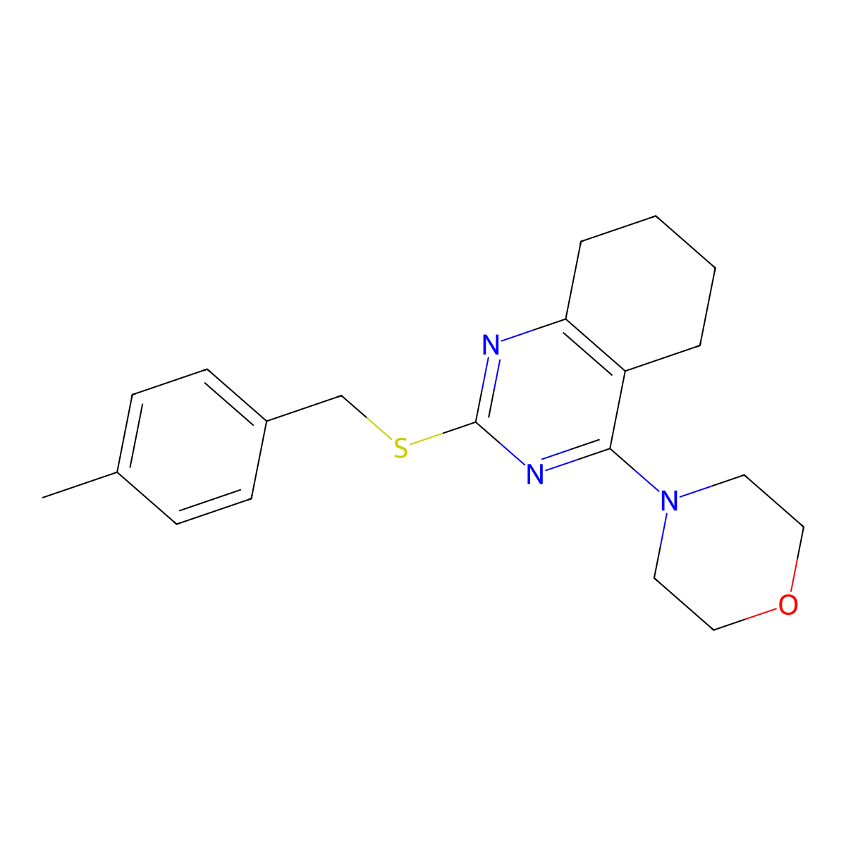 4-Methylbenzyl 4-morpholino-5,6,7,8-tetrahydro-2-quinazolinyl sulfide molecular structure, CAS 338963-54-5