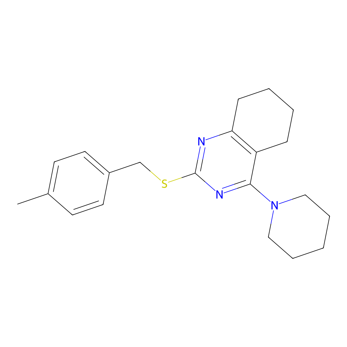 4-Methylbenzyl 4-piperidino-5,6,7,8-tetrahydro-2-quinazolinyl sulfide molecular structure, CAS 338963-55-6