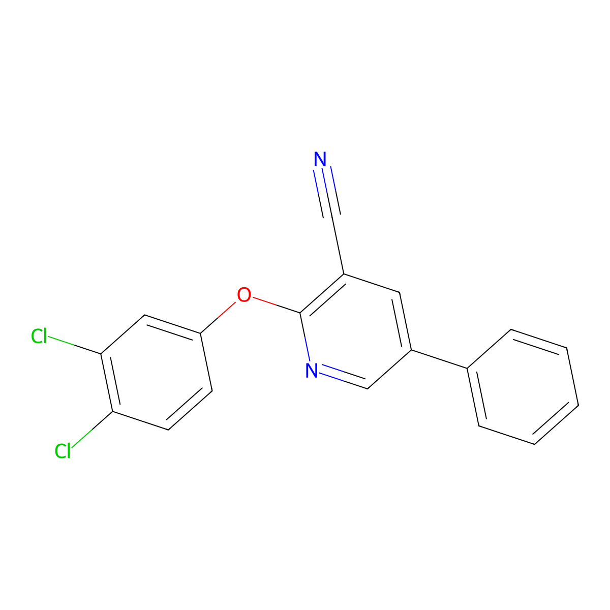 2-(3,4-Dichlorophenoxy)-5-phenylpyridine-3-carbonitrile molecular structure, CAS 338964-12-8