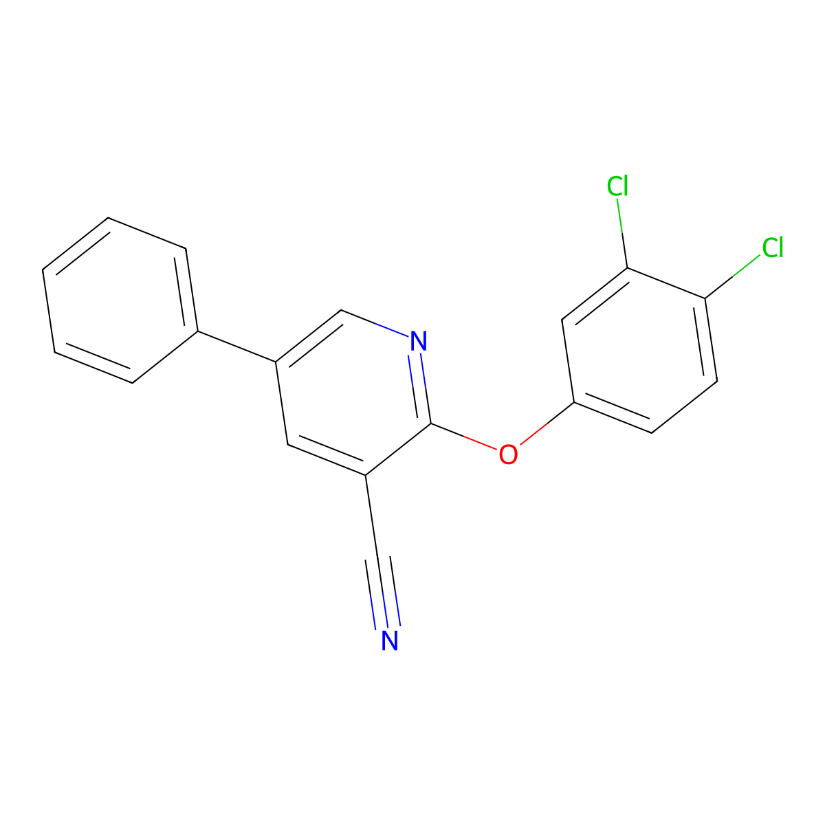 2-(3,4-Dichlorophenoxy)-5-phenylpyridine-3-carbonitrile molecular structure, CAS 338964-12-8