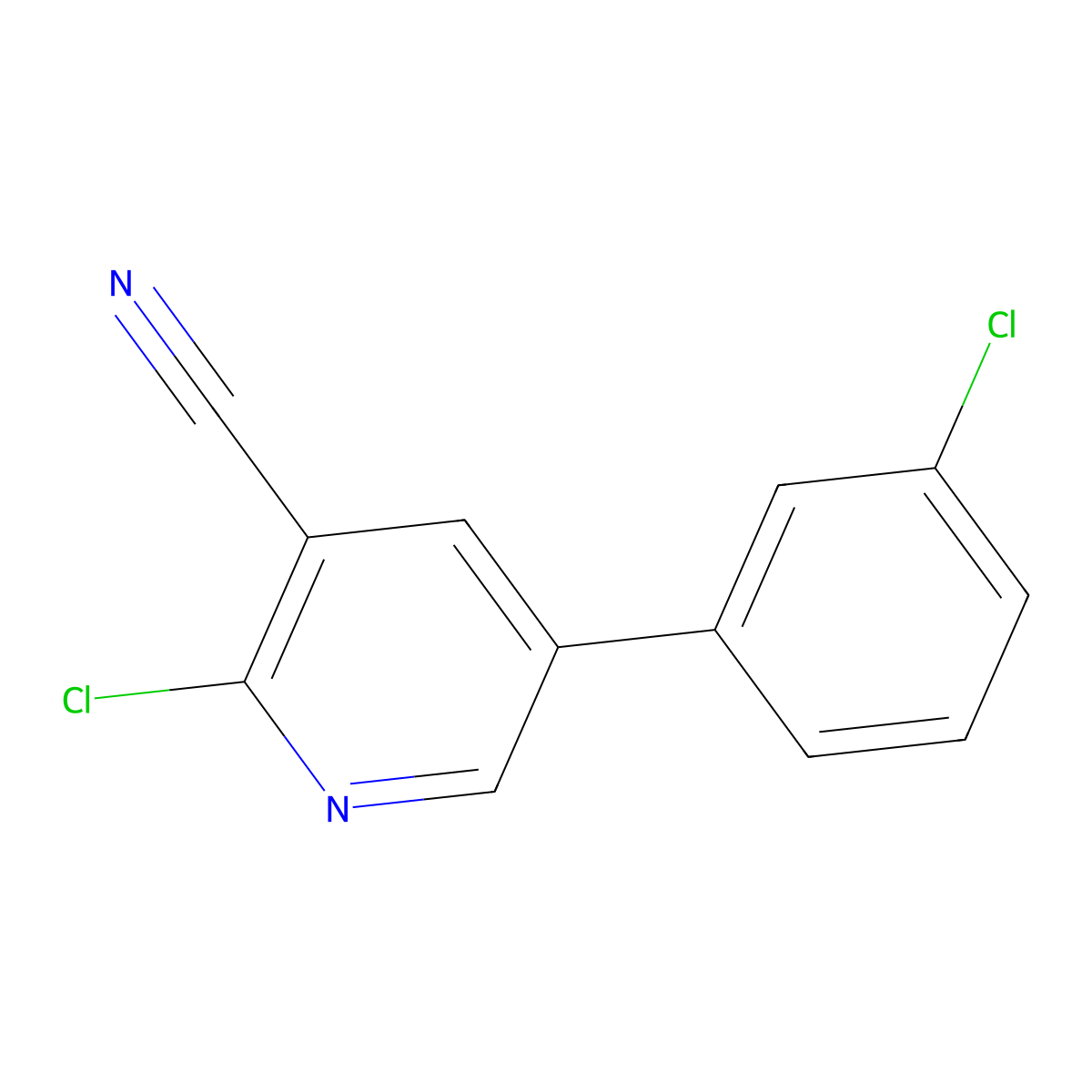 2-Chloro-5-(3-chlorophenyl)nicotinonitrile molecular structure, CAS 338964-13-9