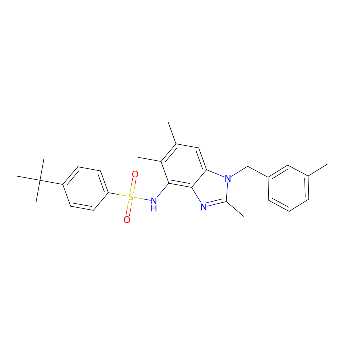 4-(tert-butyl)-N-[2,5,6-trimethyl-1-(3-methylbenzyl)-1H-1,3-benzimidazol-4-yl]benzenesulfonamide molecular structure, CAS 338964-22-0