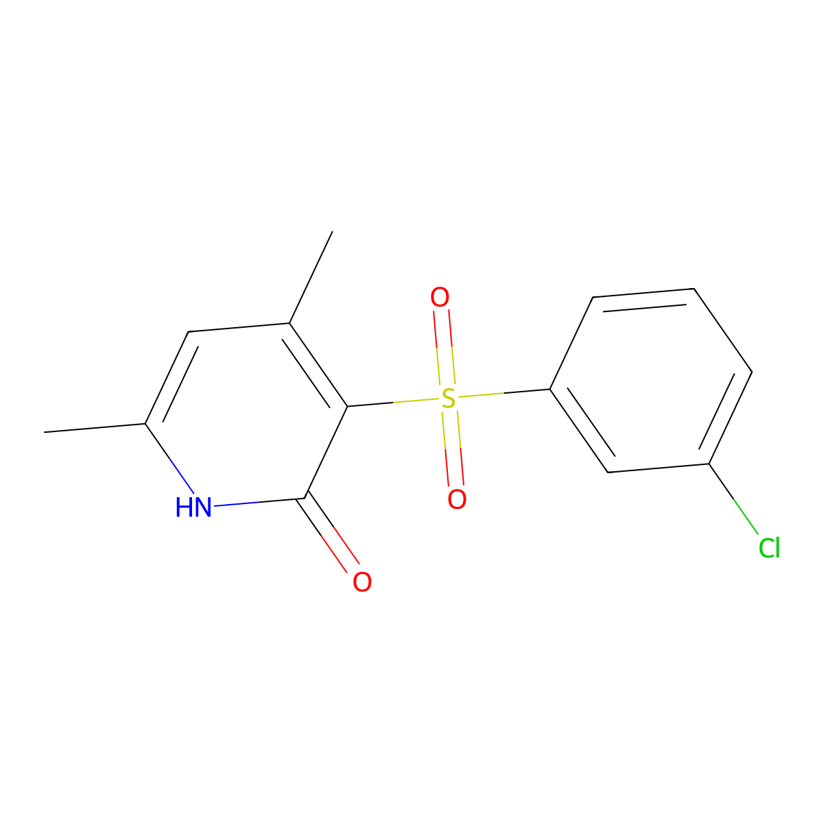 3-[(3-chlorophenyl)sulfonyl]-4,6-dimethyl-2(1H)-pyridinone molecular structure, CAS 338964-30-0