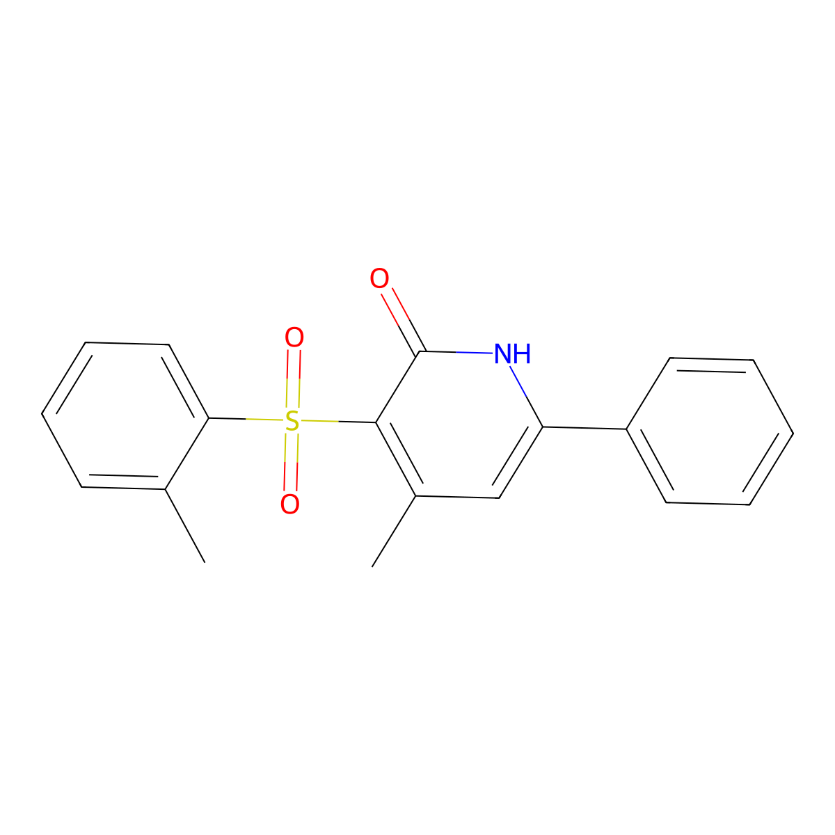 4-methyl-3-[(2-methylphenyl)sulfonyl]-6-phenyl-2(1H)-pyridinone molecular structure, CAS 338964-35-5