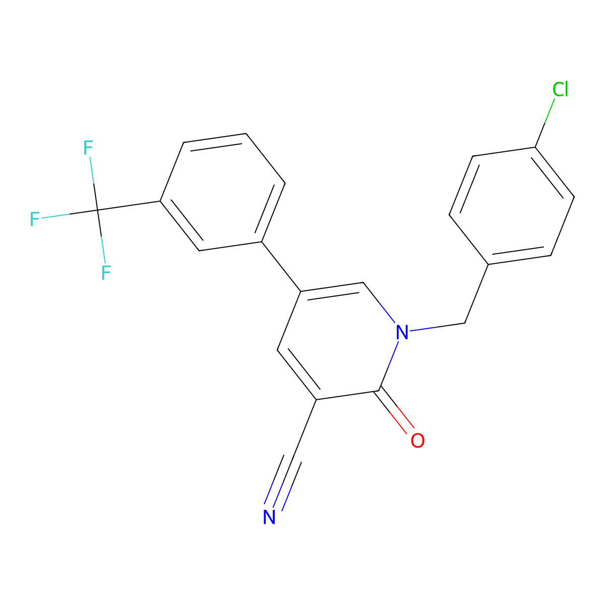 1-(4-Chlorobenzyl)-2-oxo-5-[3-(trifluoromethyl)phenyl]-1,2-dihydro-3-pyridinecarbonitrile molecular structure, CAS 338964-38-8