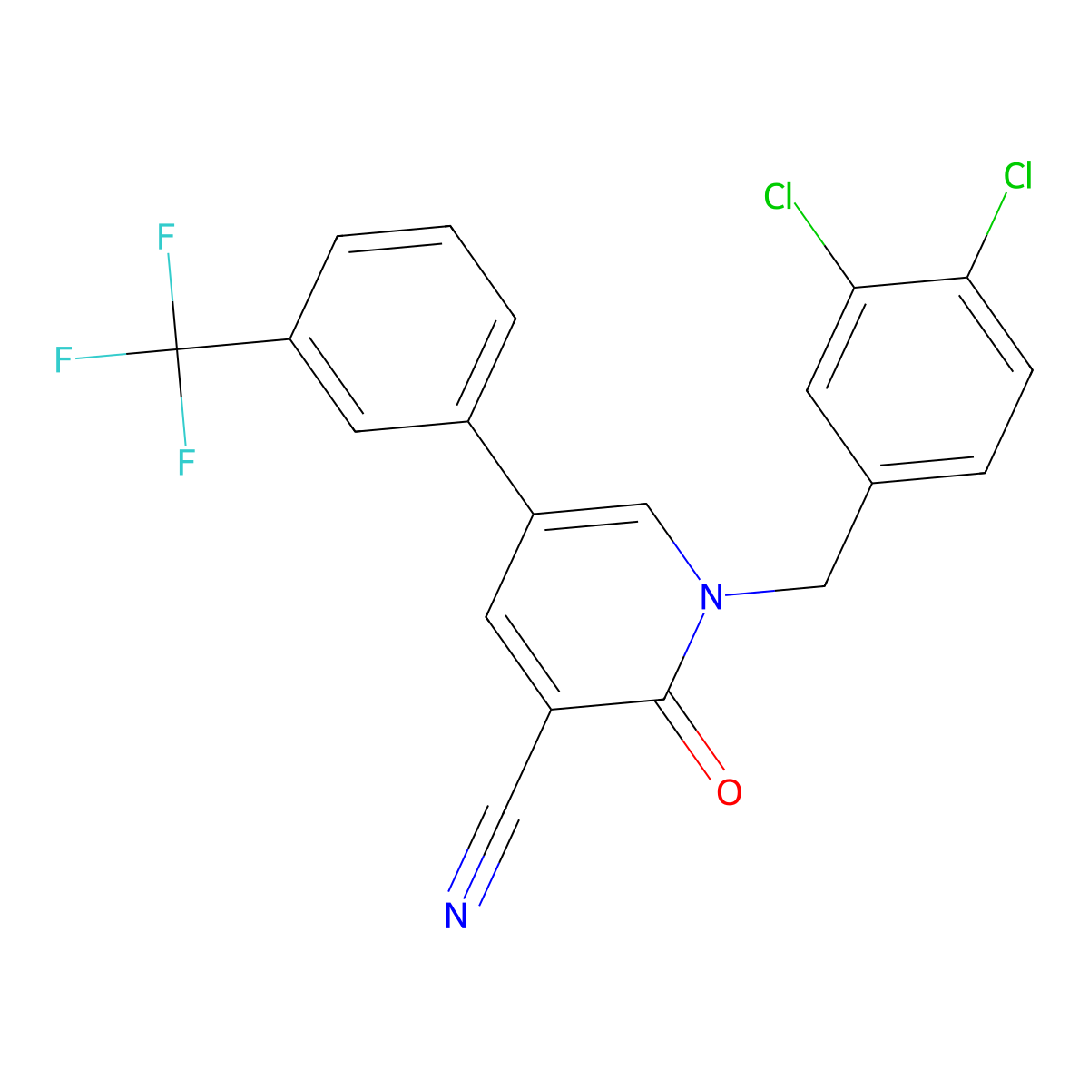 1-[(3,4-Dichlorophenyl)methyl]-2-oxo-5-[3-(trifluoromethyl)phenyl]pyridine-3-carbonitrile molecular structure, CAS 338964-41-3